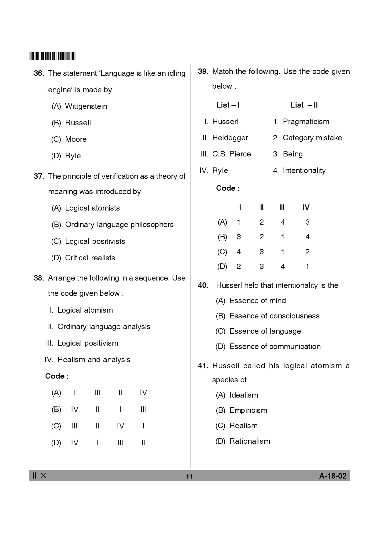 Telangana SET Philosophy 2014 Question Paper II 10