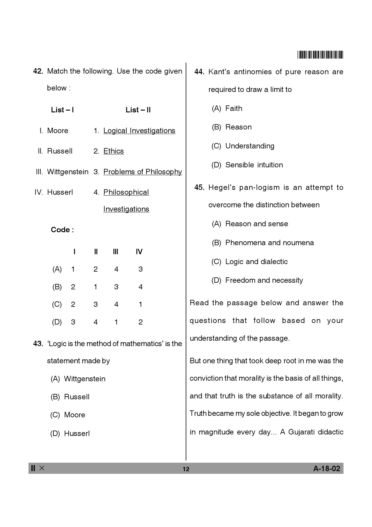 Telangana SET Philosophy 2014 Question Paper II 11