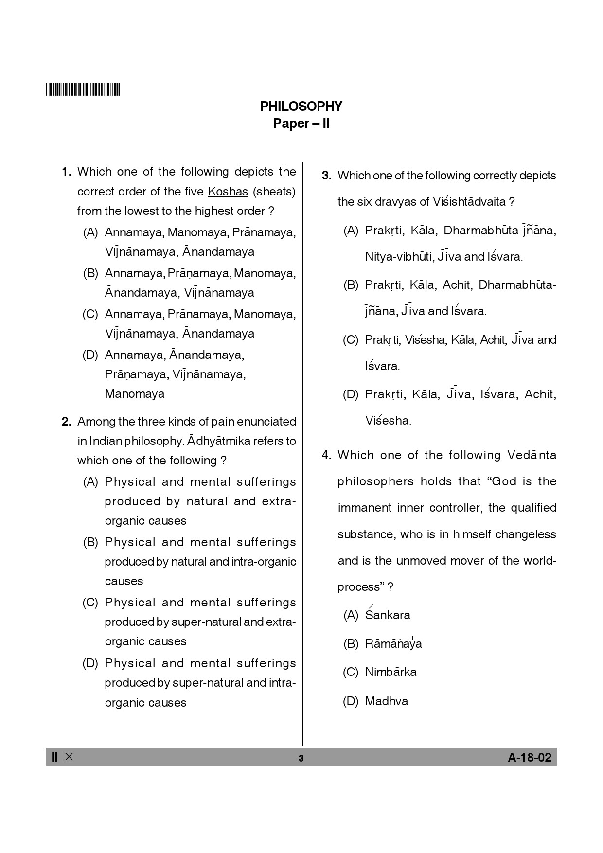 Telangana SET Philosophy 2014 Question Paper II 2