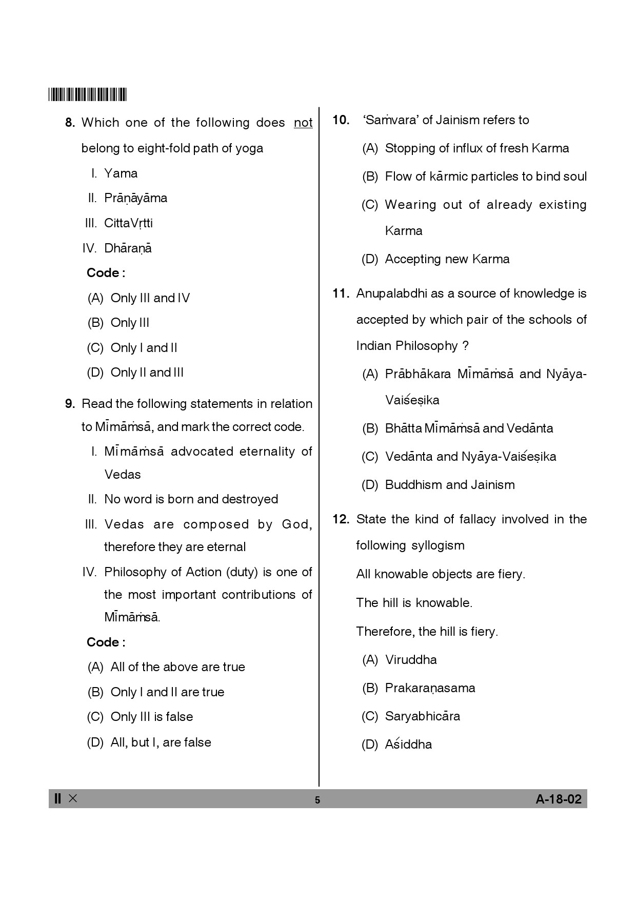 Telangana SET Philosophy 2014 Question Paper II 4