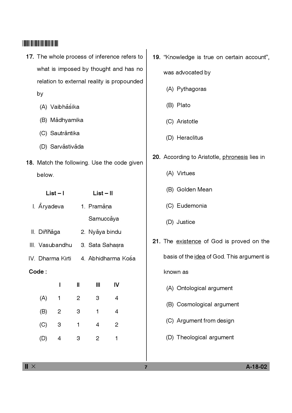 Telangana SET Philosophy 2014 Question Paper II 6