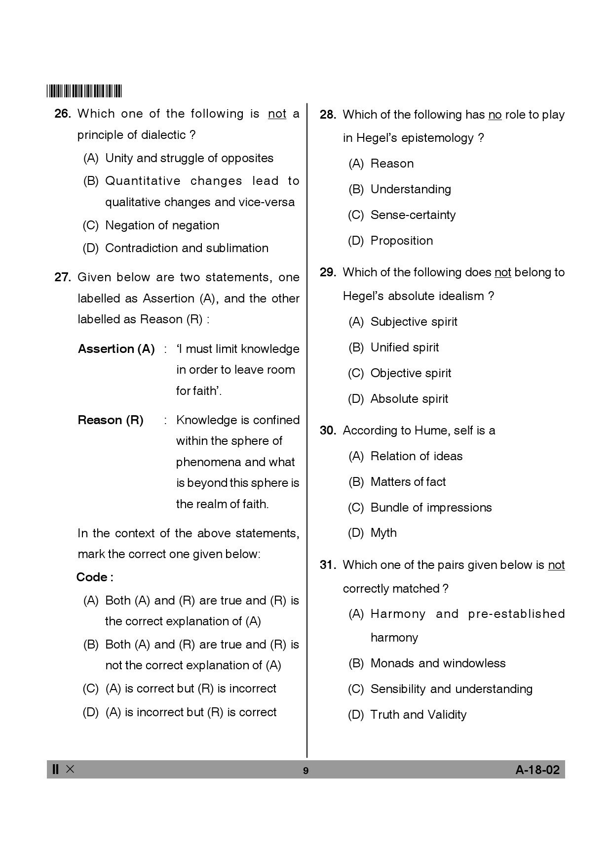 Telangana SET Philosophy 2014 Question Paper II 8