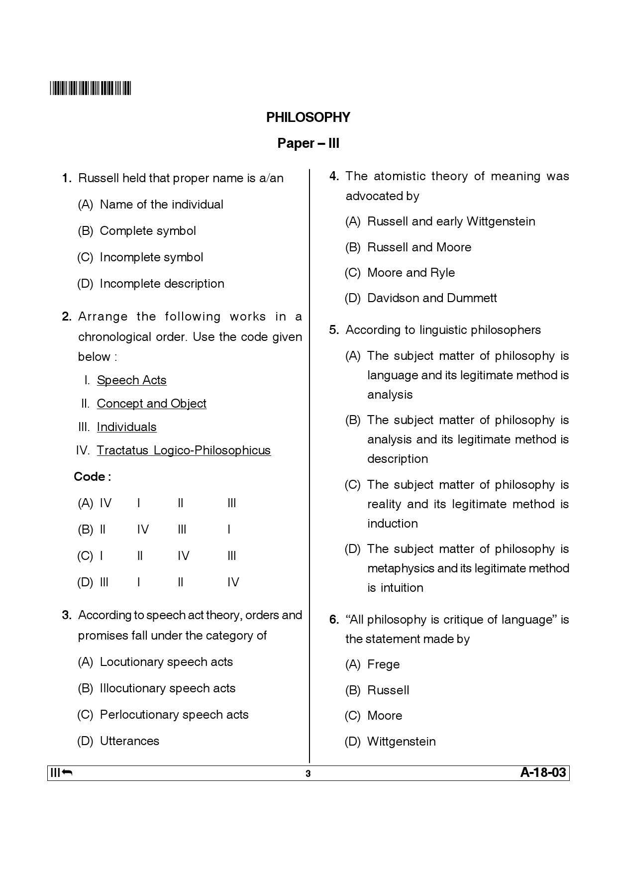 Telangana SET Philosophy 2014 Question Paper III 2