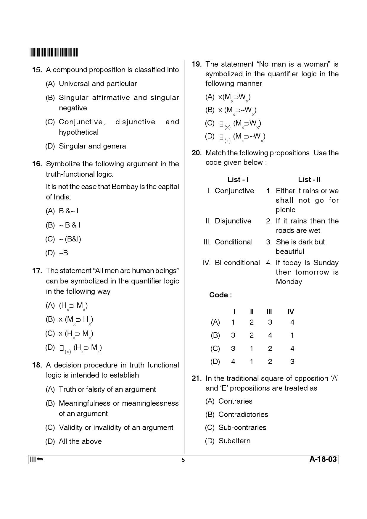 Telangana SET Philosophy 2014 Question Paper III 4