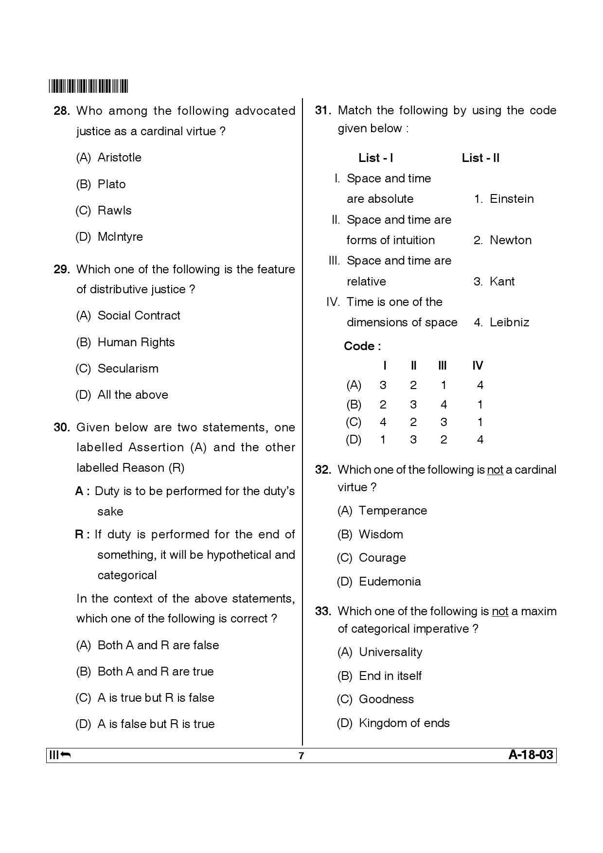 Telangana SET Philosophy 2014 Question Paper III 6