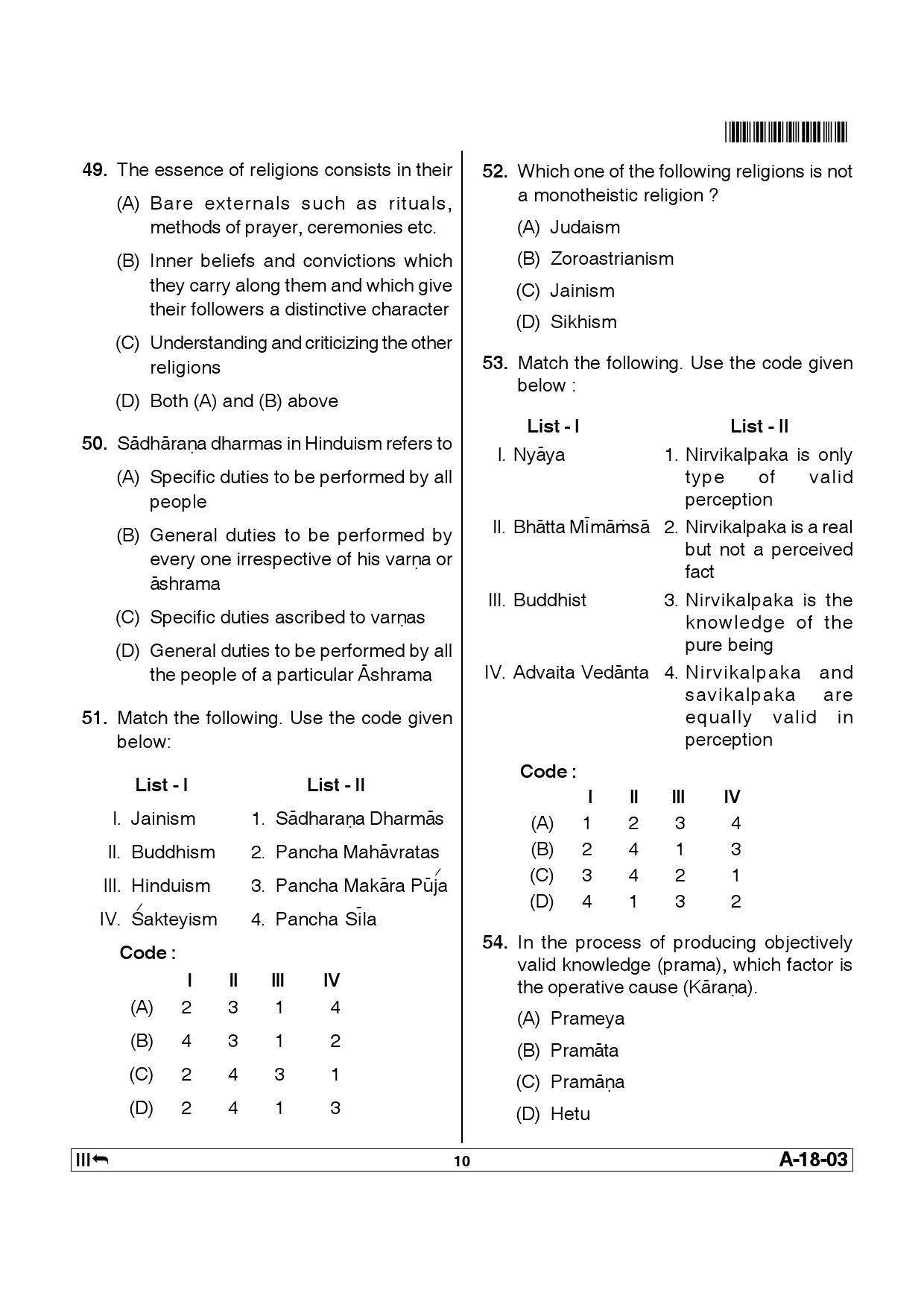 Telangana SET Philosophy 2014 Question Paper III 9