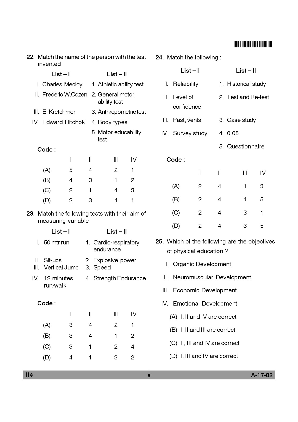 Telangana SET Physical Education 2012 Question Paper II 5