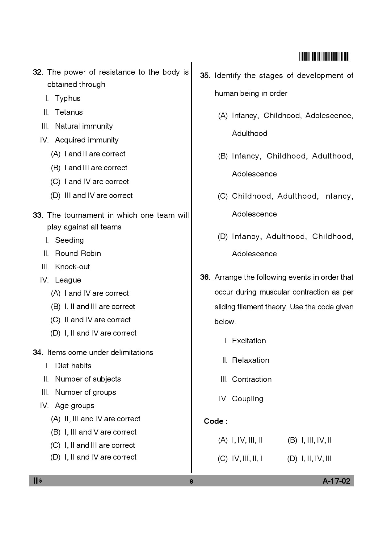 Telangana SET Physical Education 2012 Question Paper II 7