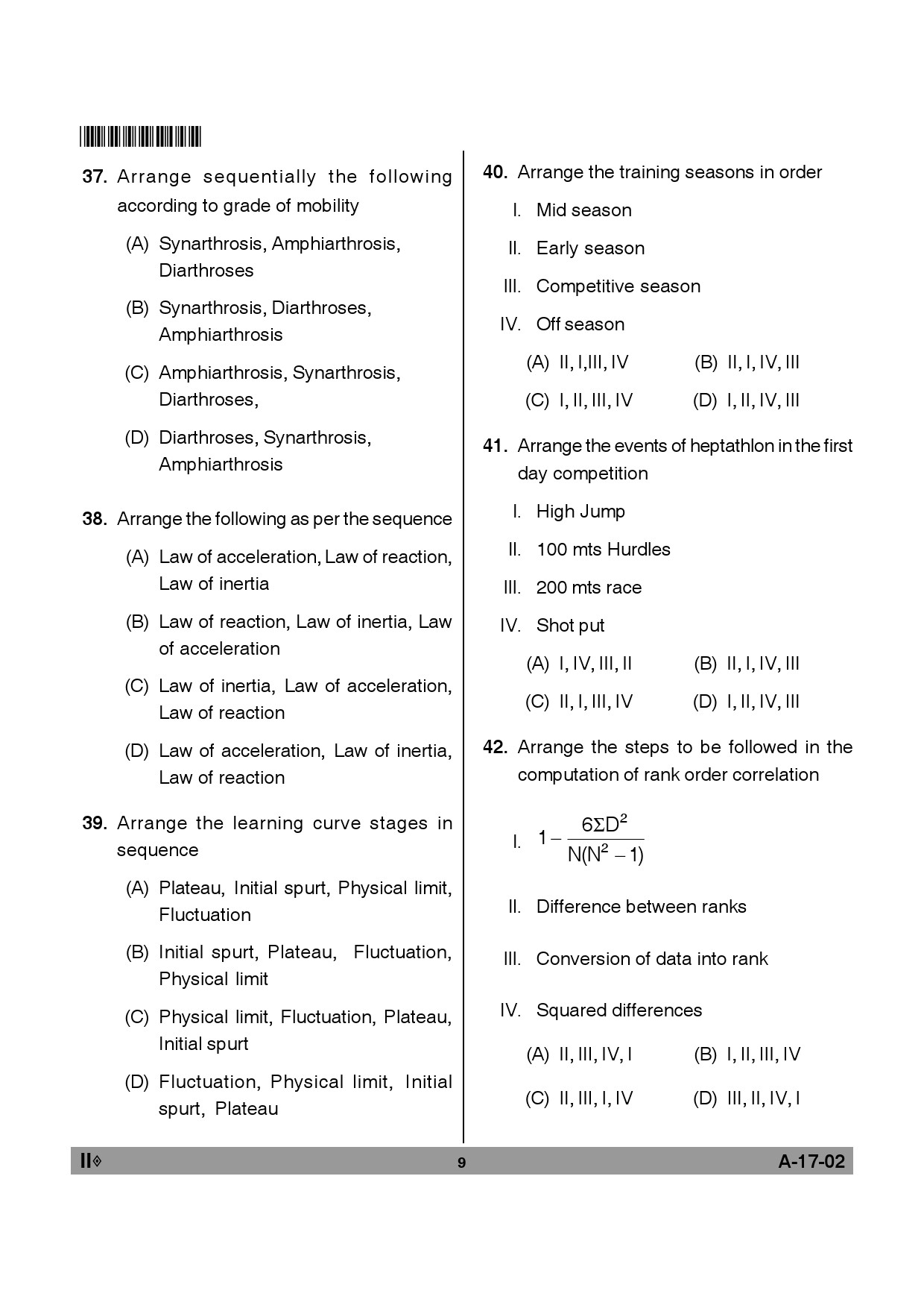 Telangana SET Physical Education 2012 Question Paper II 8