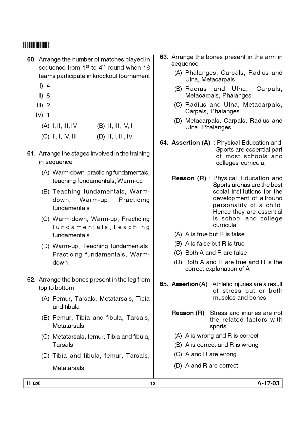 Telangana SET Physical Education 2012 Question Paper III 12