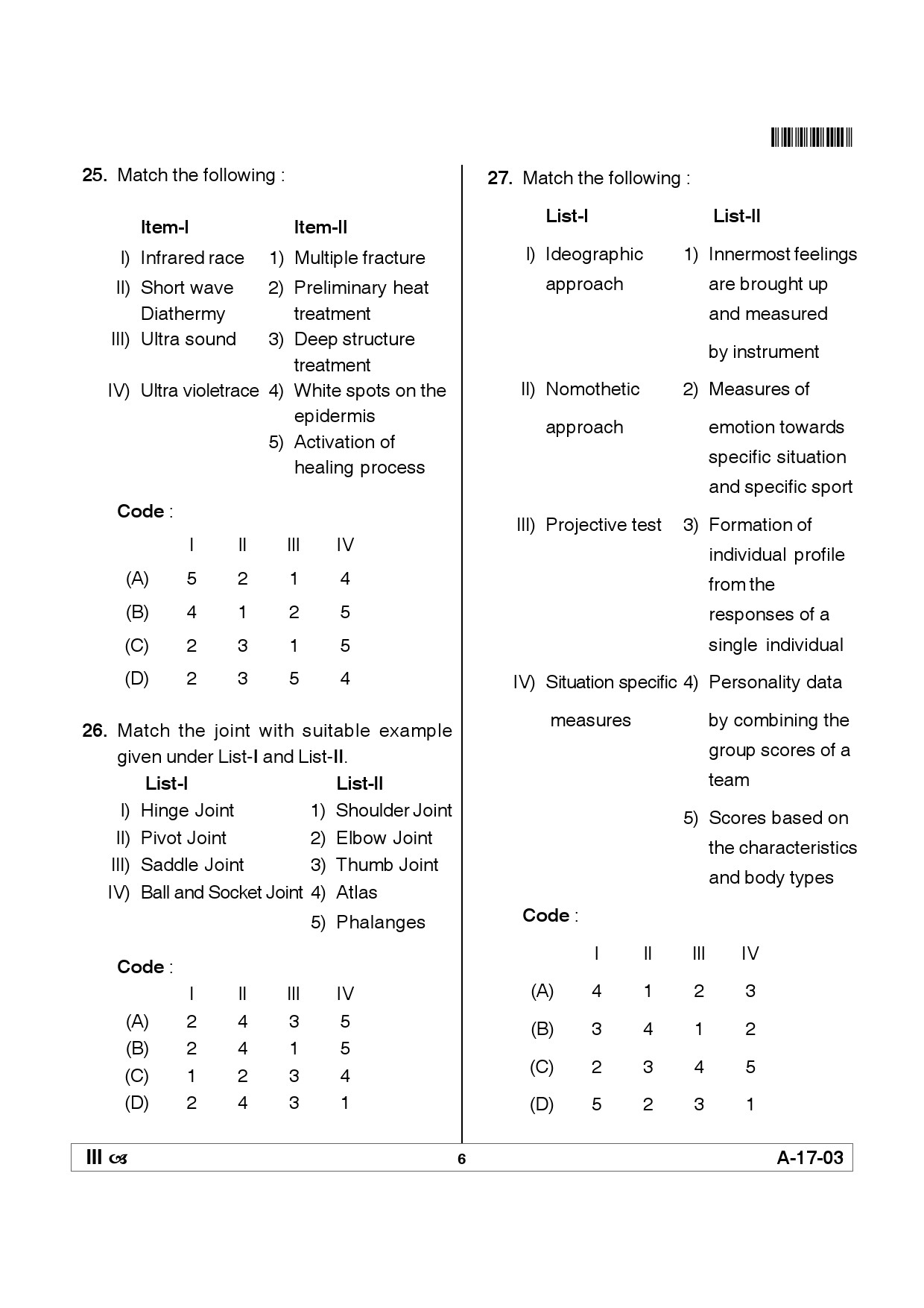 Telangana SET Physical Education 2012 Question Paper III 5