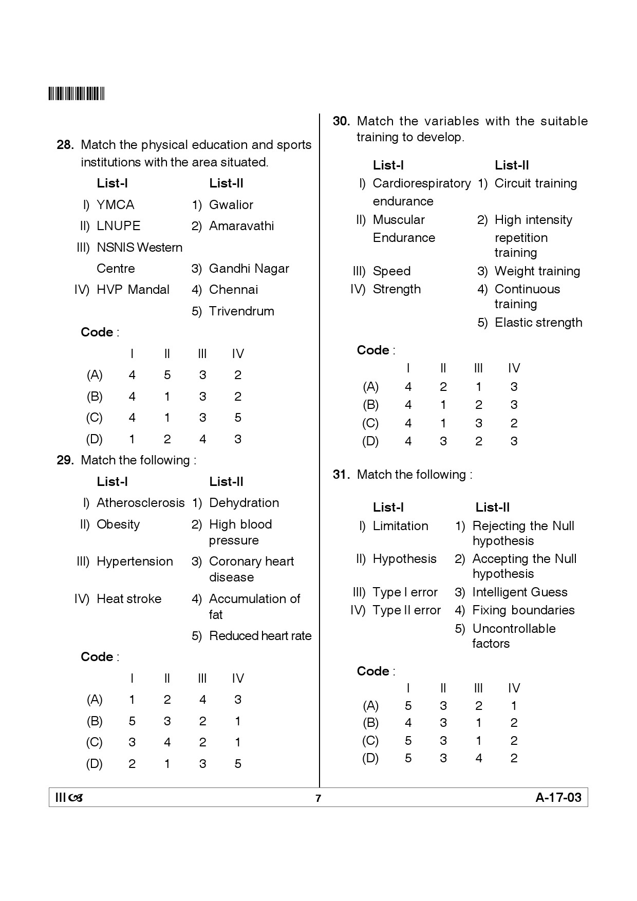 Telangana SET Physical Education 2012 Question Paper III 6