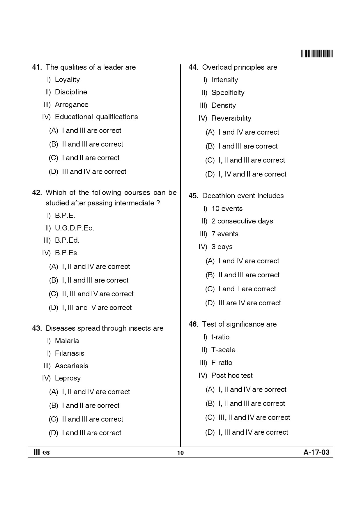 Telangana SET Physical Education 2012 Question Paper III 9