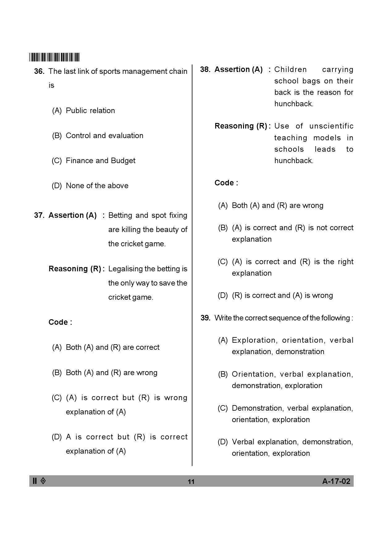 Telangana SET Physical Education 2013 Question Paper II 10