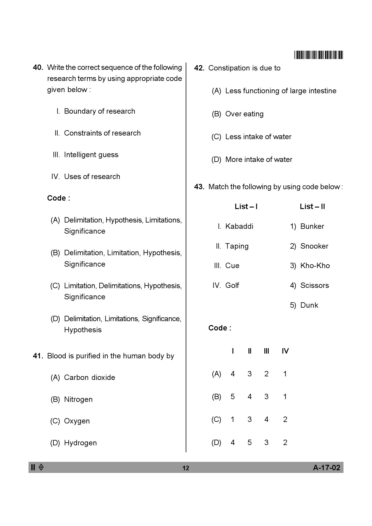 Telangana SET Physical Education 2013 Question Paper II 11