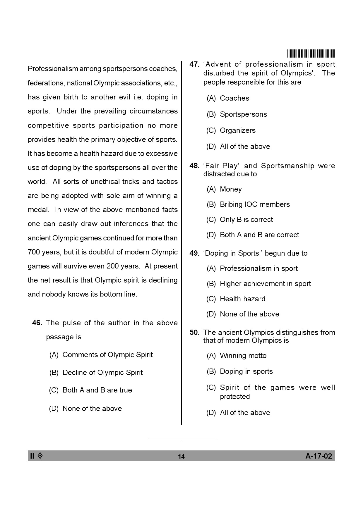 Telangana SET Physical Education 2013 Question Paper II 13