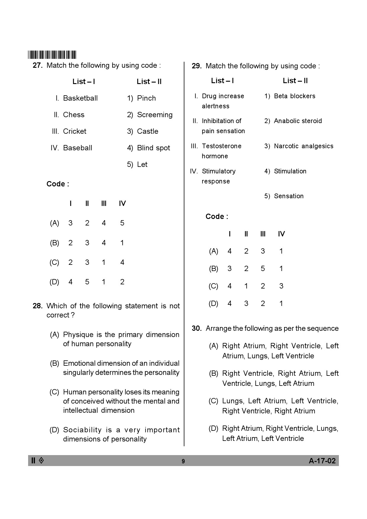 Telangana SET Physical Education 2013 Question Paper II 8