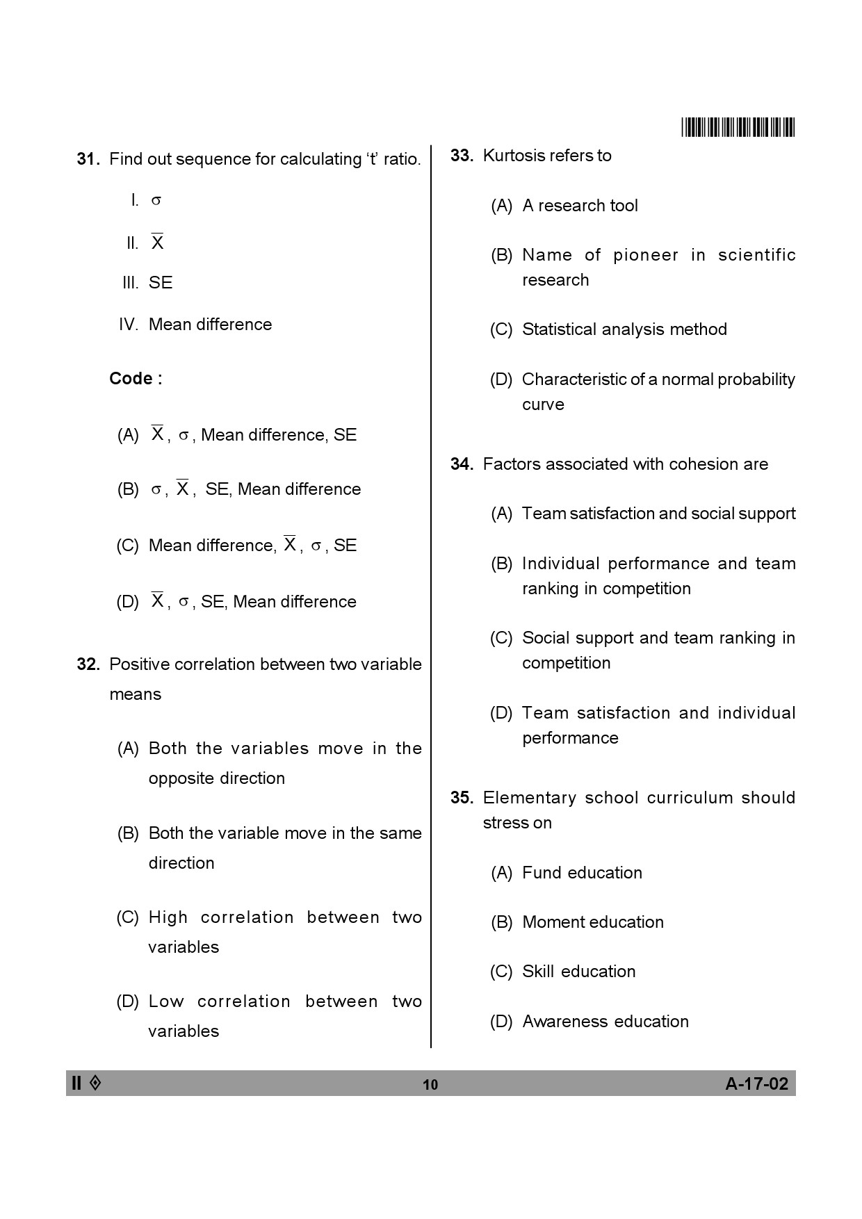 Telangana SET Physical Education 2013 Question Paper II 9