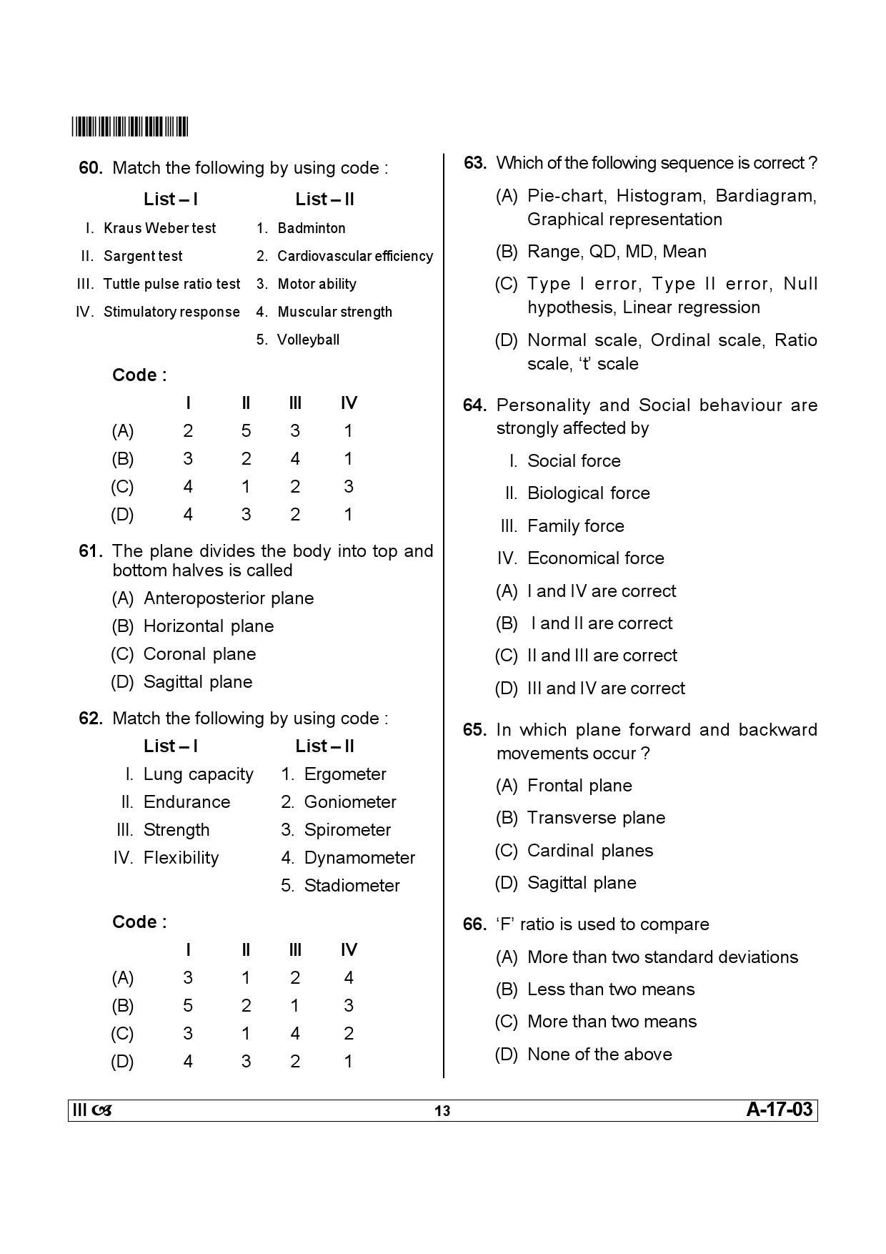 Telangana SET Physical Education 2013 Question Paper III 12