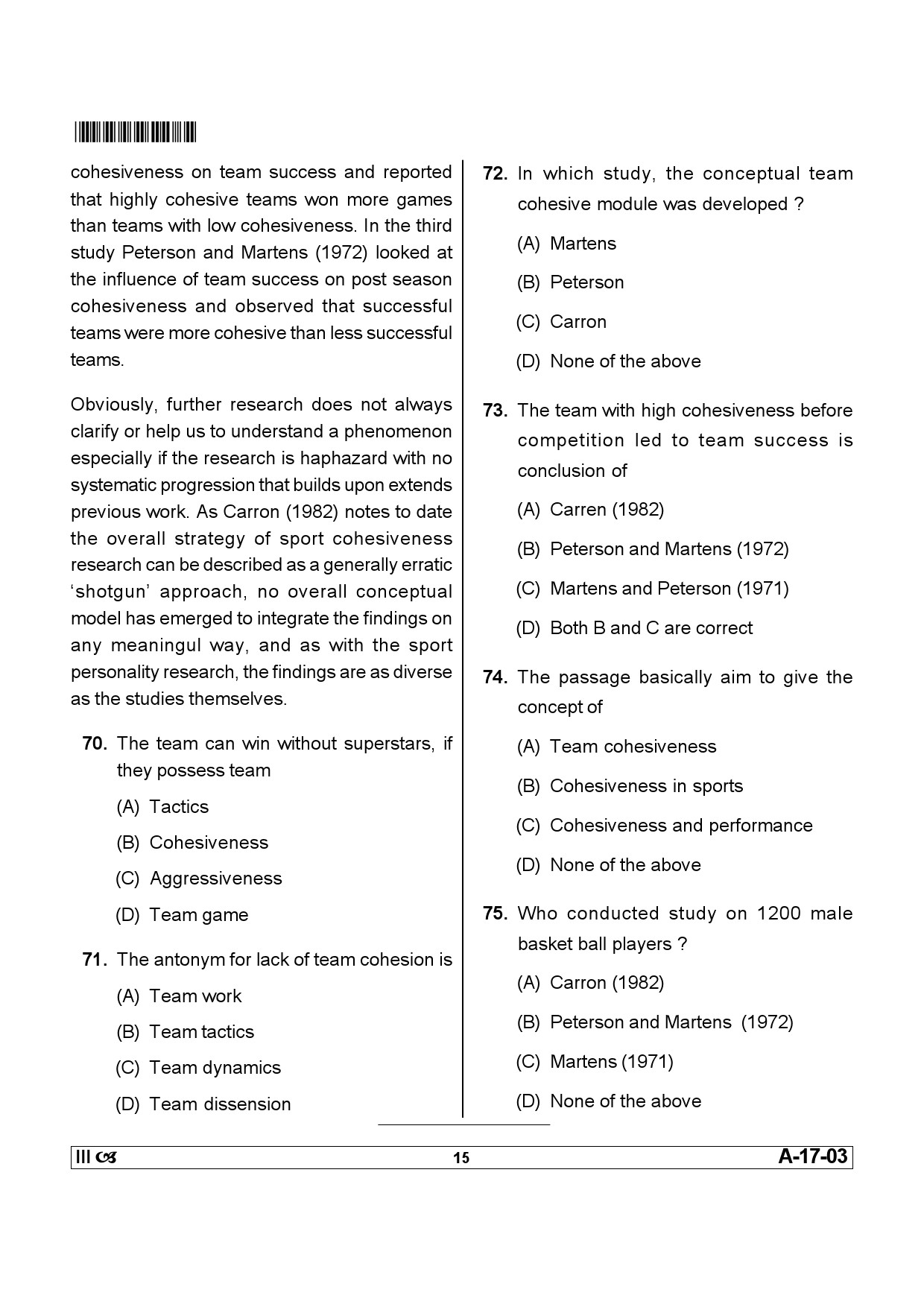 Telangana SET Physical Education 2013 Question Paper III 14