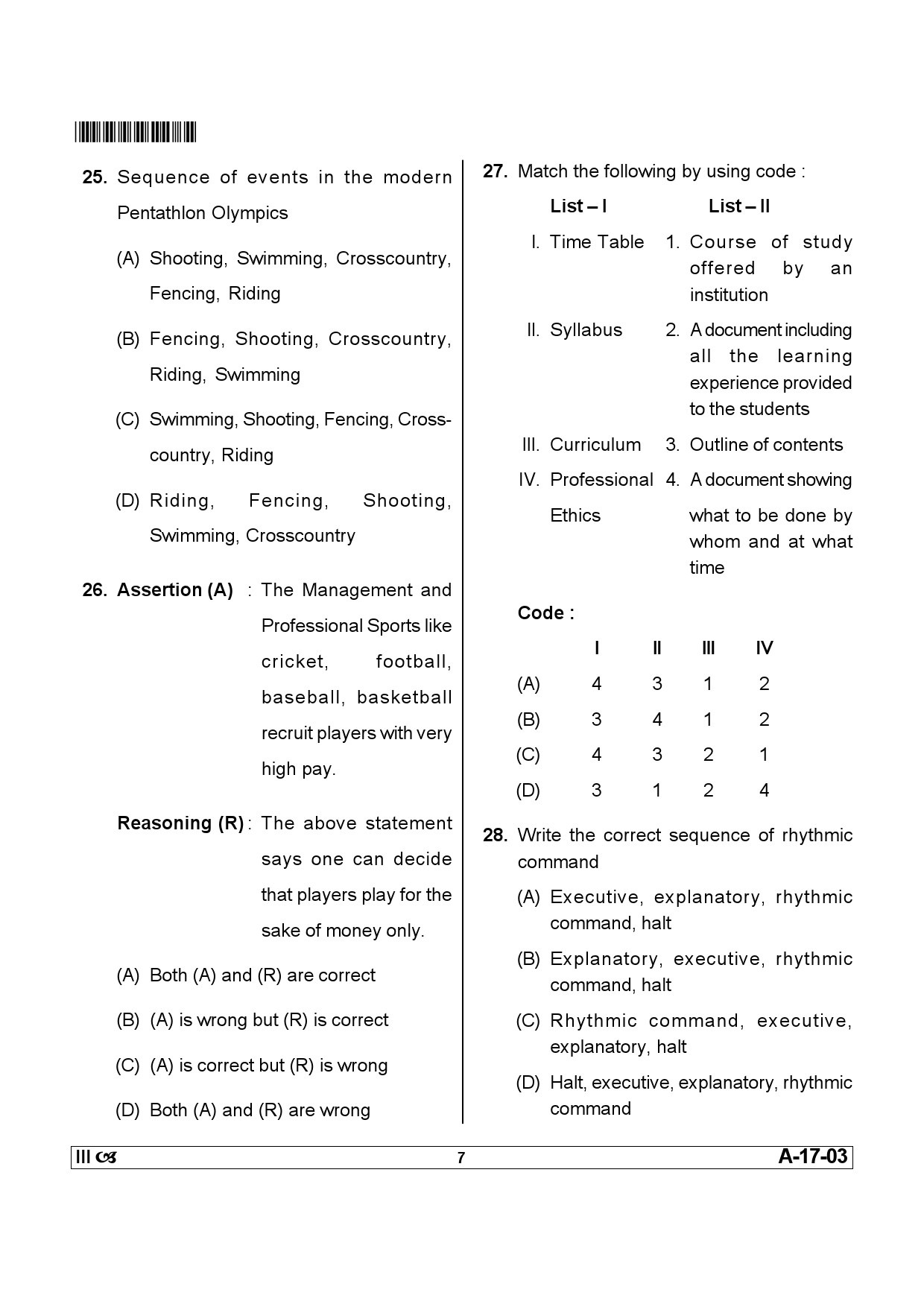 Telangana SET Physical Education 2013 Question Paper III 6