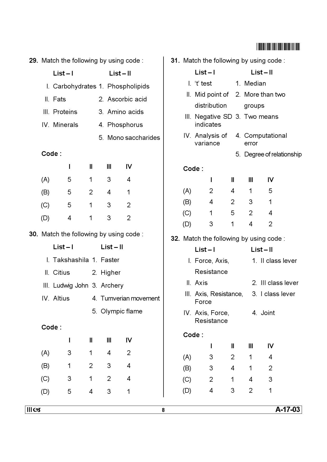 Telangana SET Physical Education 2013 Question Paper III 7