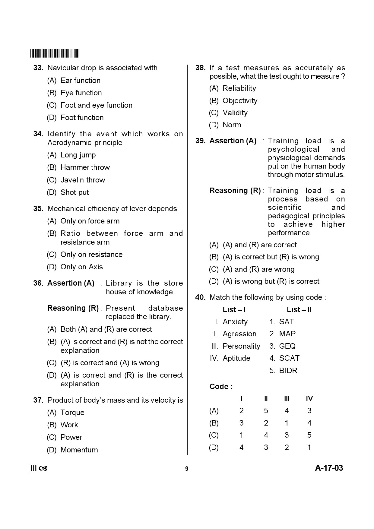 Telangana SET Physical Education 2013 Question Paper III 8