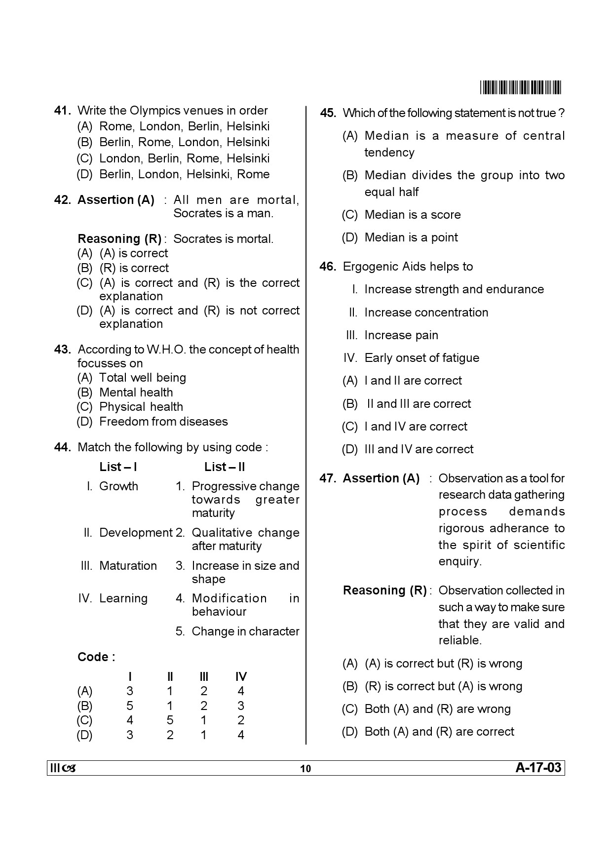 Telangana SET Physical Education 2013 Question Paper III 9