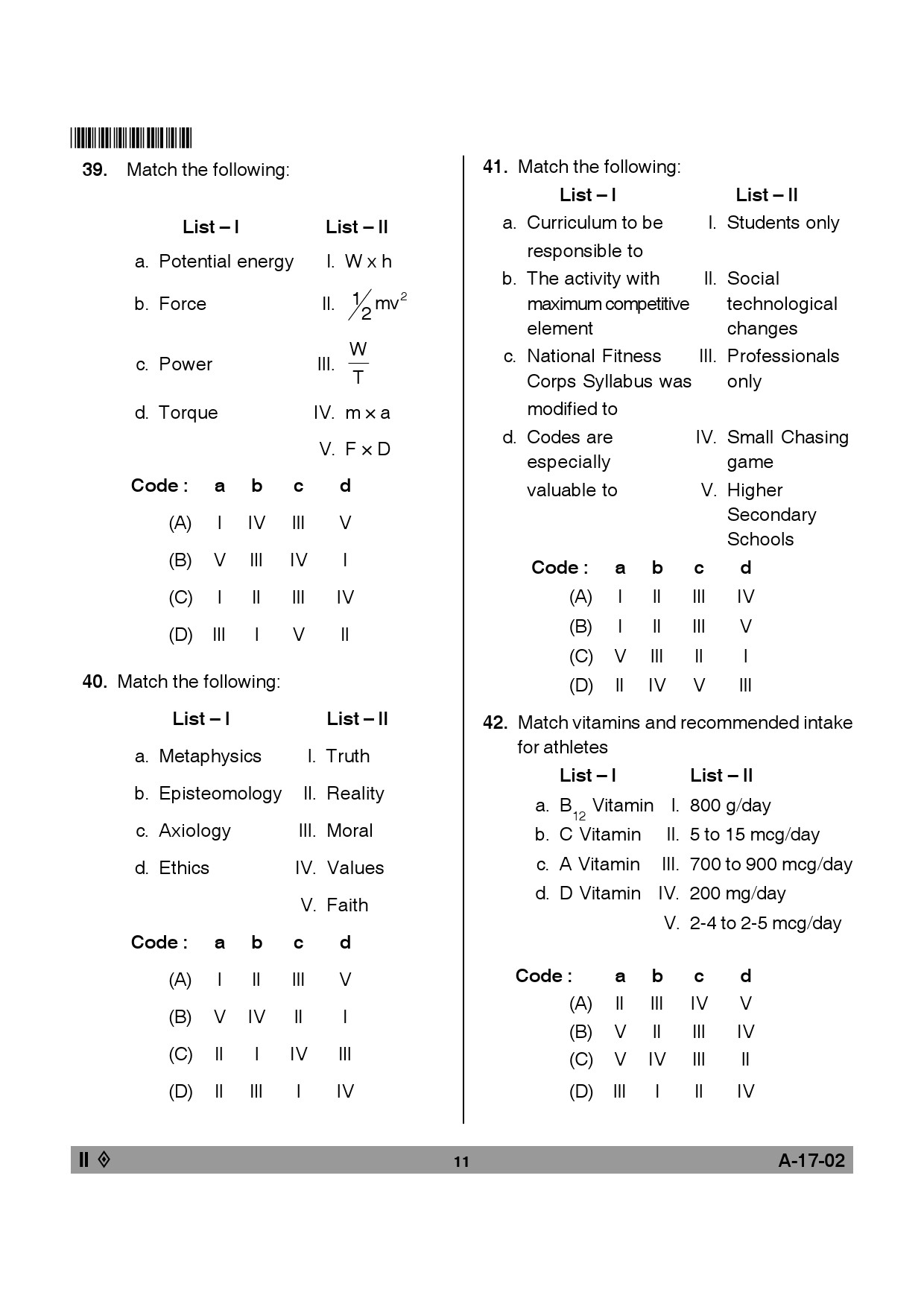 Telangana SET Physical Education 2014 Question Paper II 10