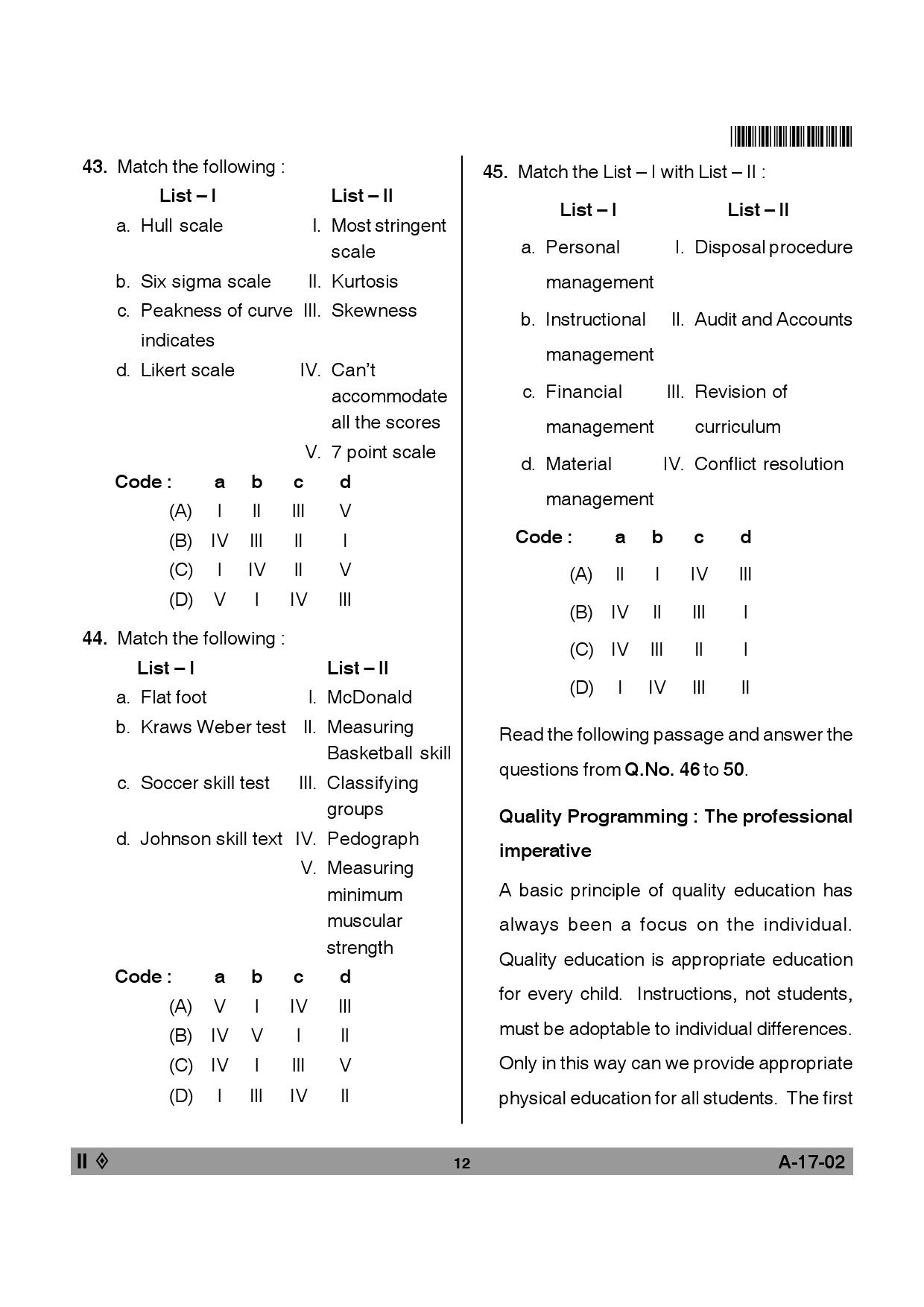 Telangana SET Physical Education 2014 Question Paper II 11