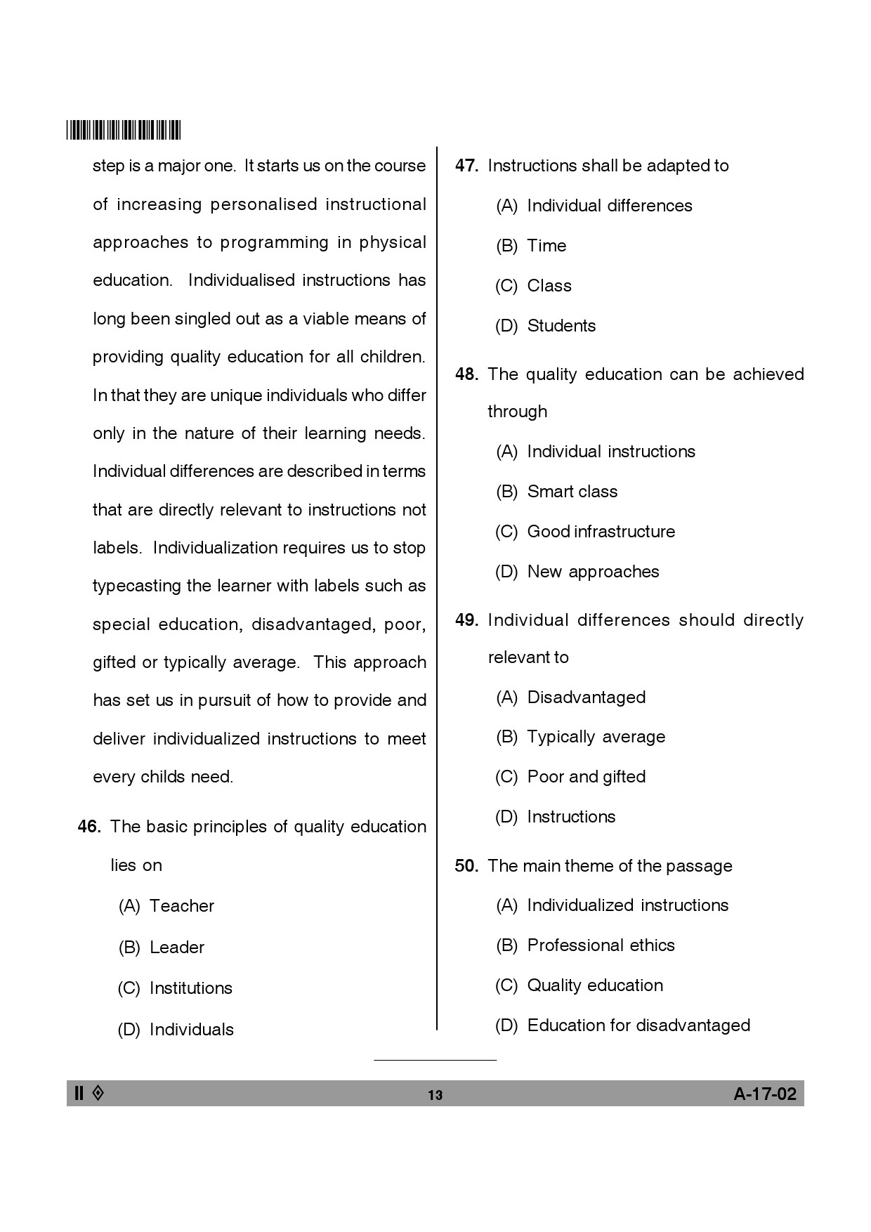 Telangana SET Physical Education 2014 Question Paper II 12