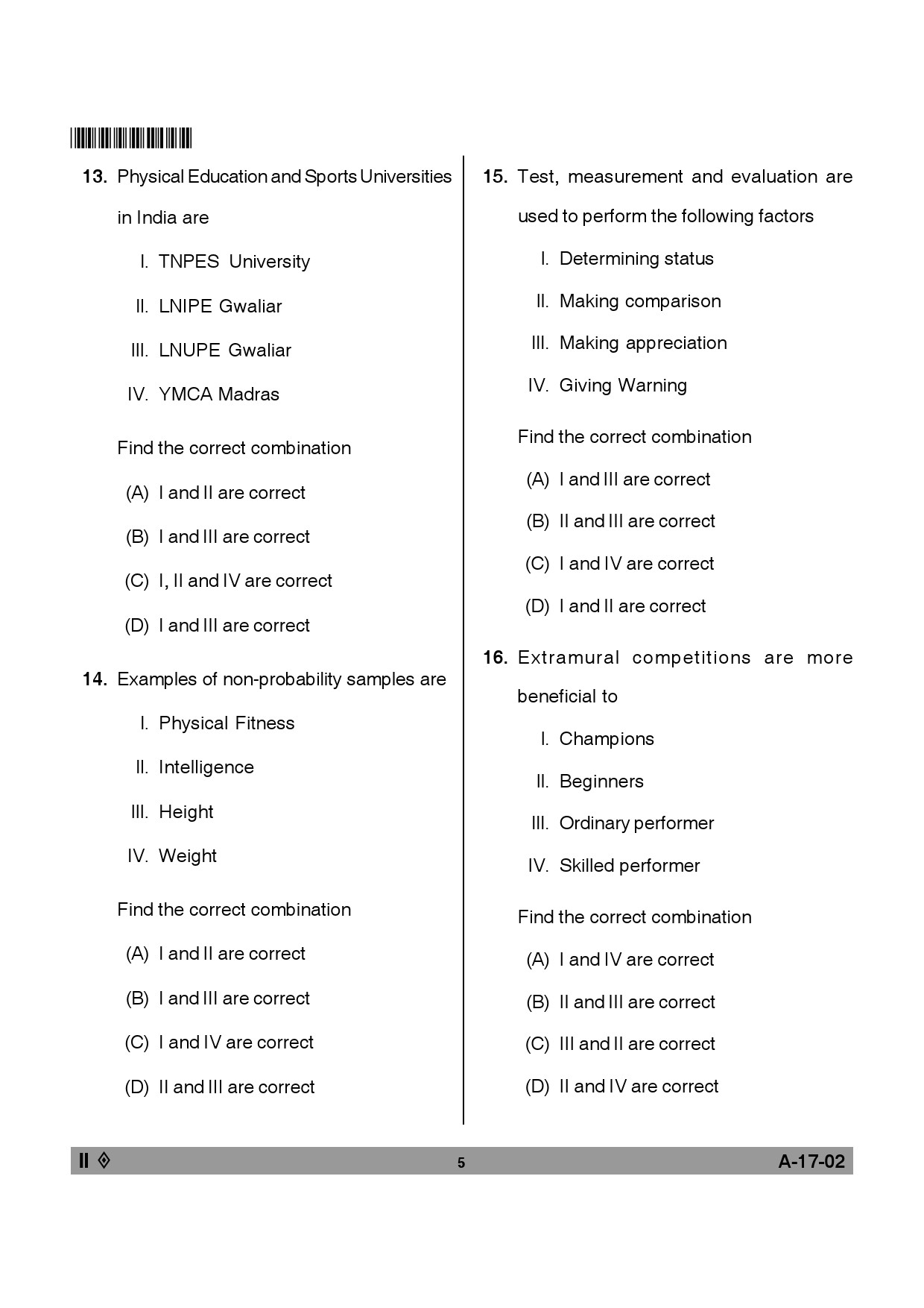 Telangana SET Physical Education 2014 Question Paper II 4