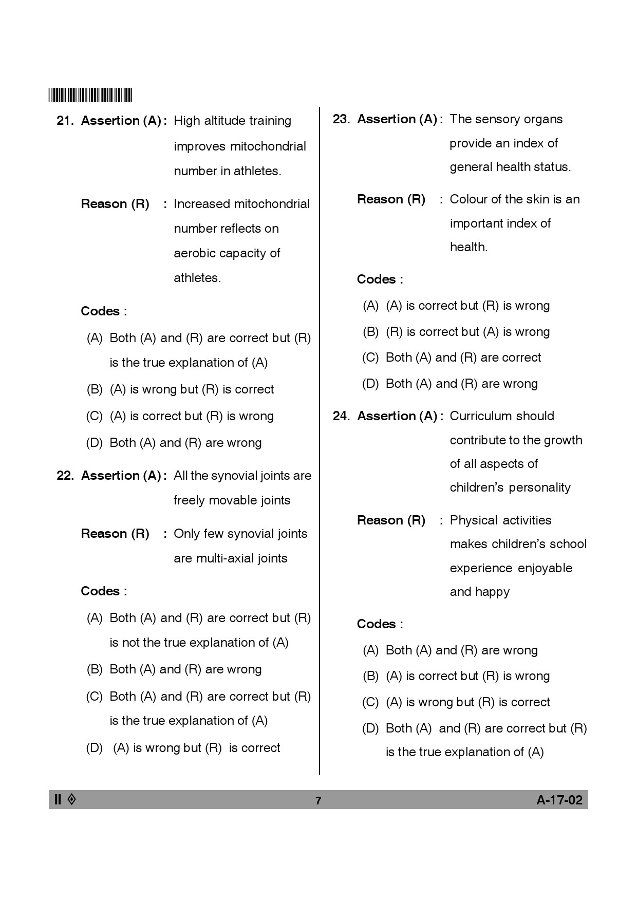 Telangana SET Physical Education 2014 Question Paper II 6