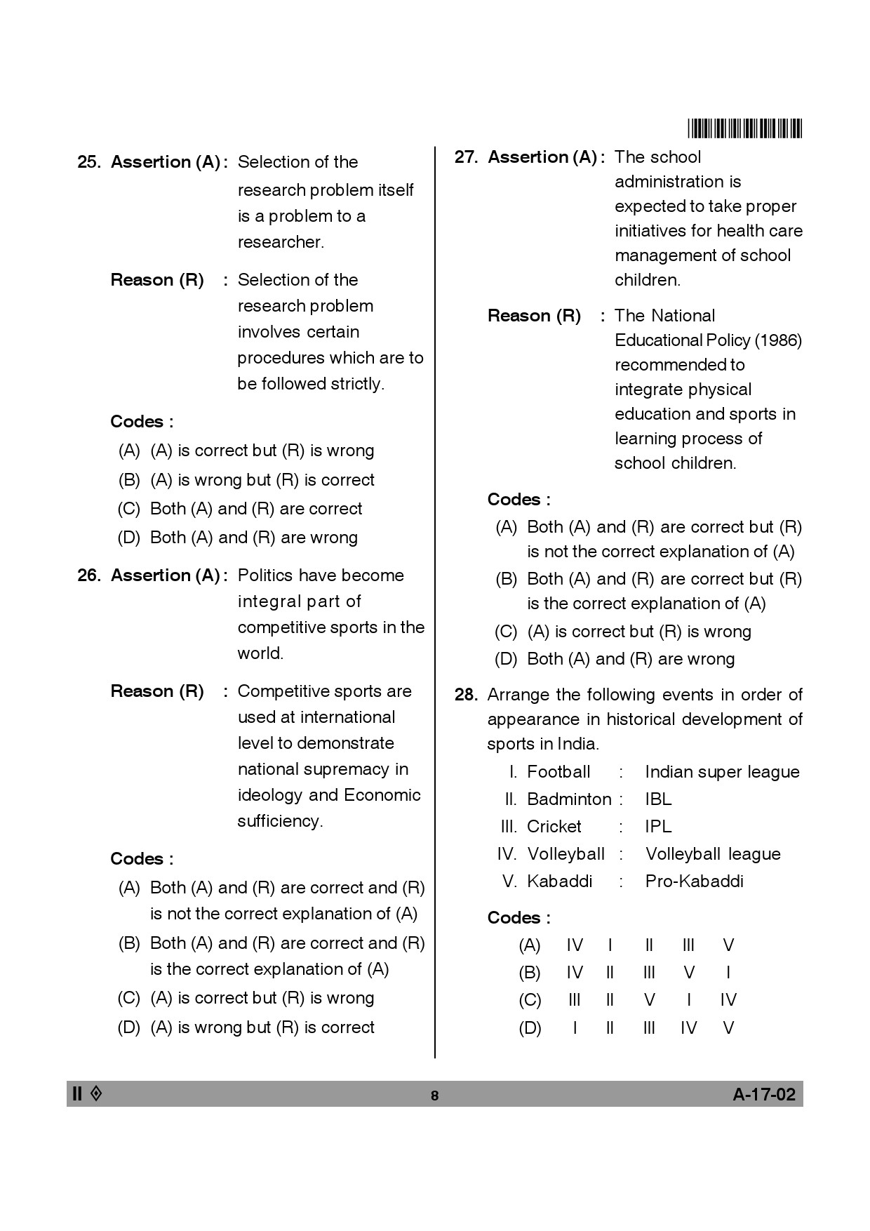 Telangana SET Physical Education 2014 Question Paper II 7