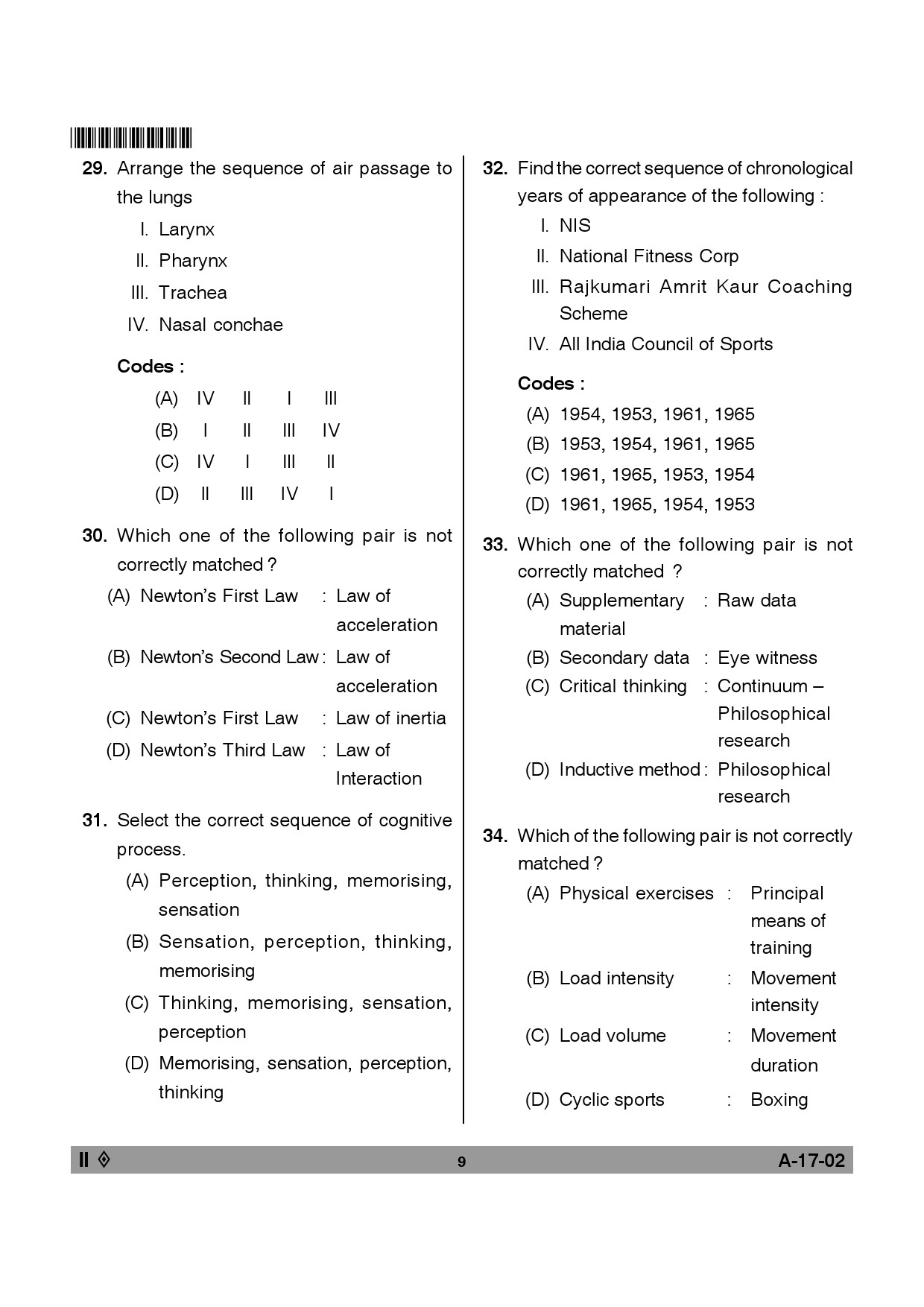 Telangana SET Physical Education 2014 Question Paper II 8