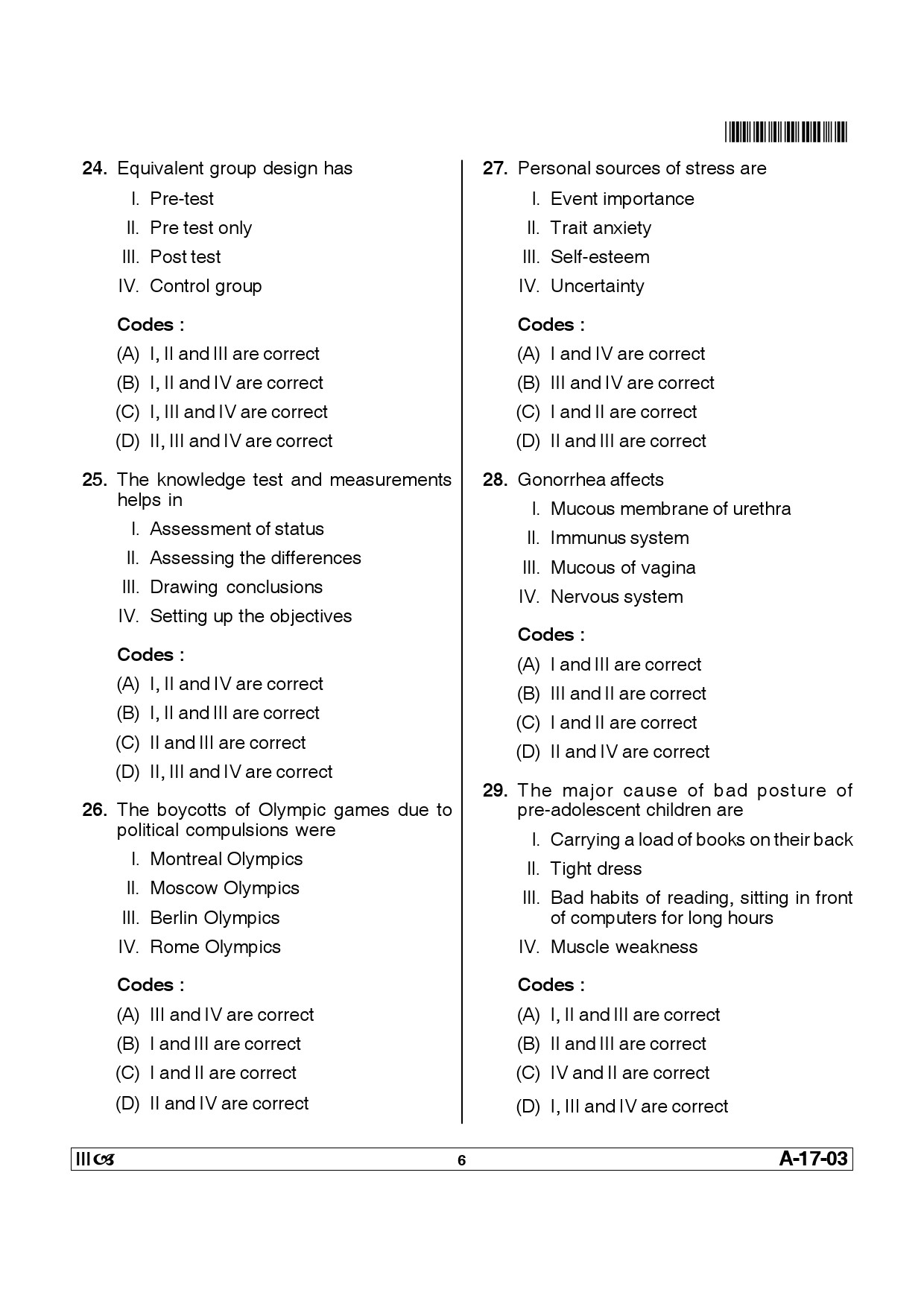 Telangana SET Physical Education 2014 Question Paper III 5