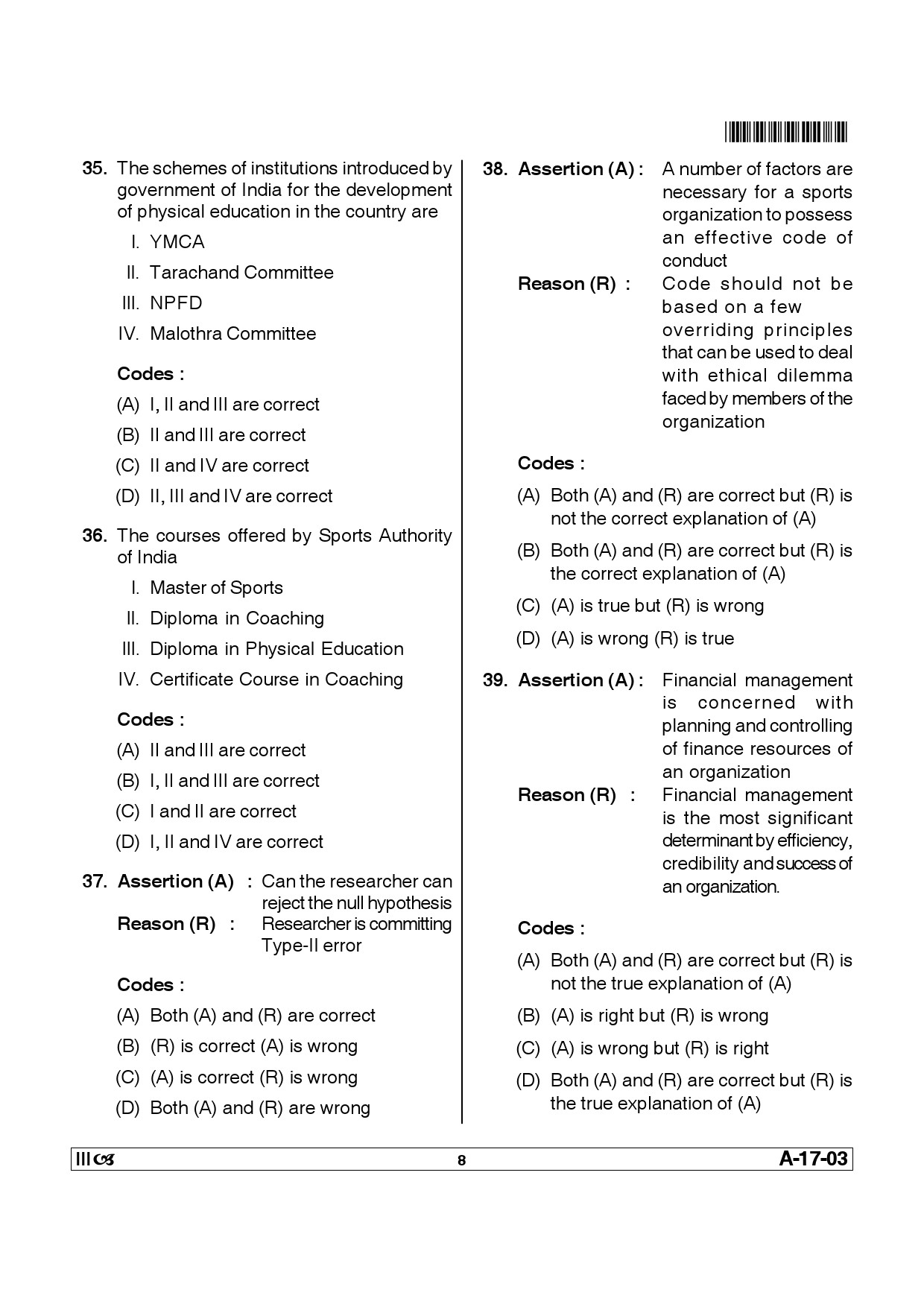 Telangana SET Physical Education 2014 Question Paper III 7