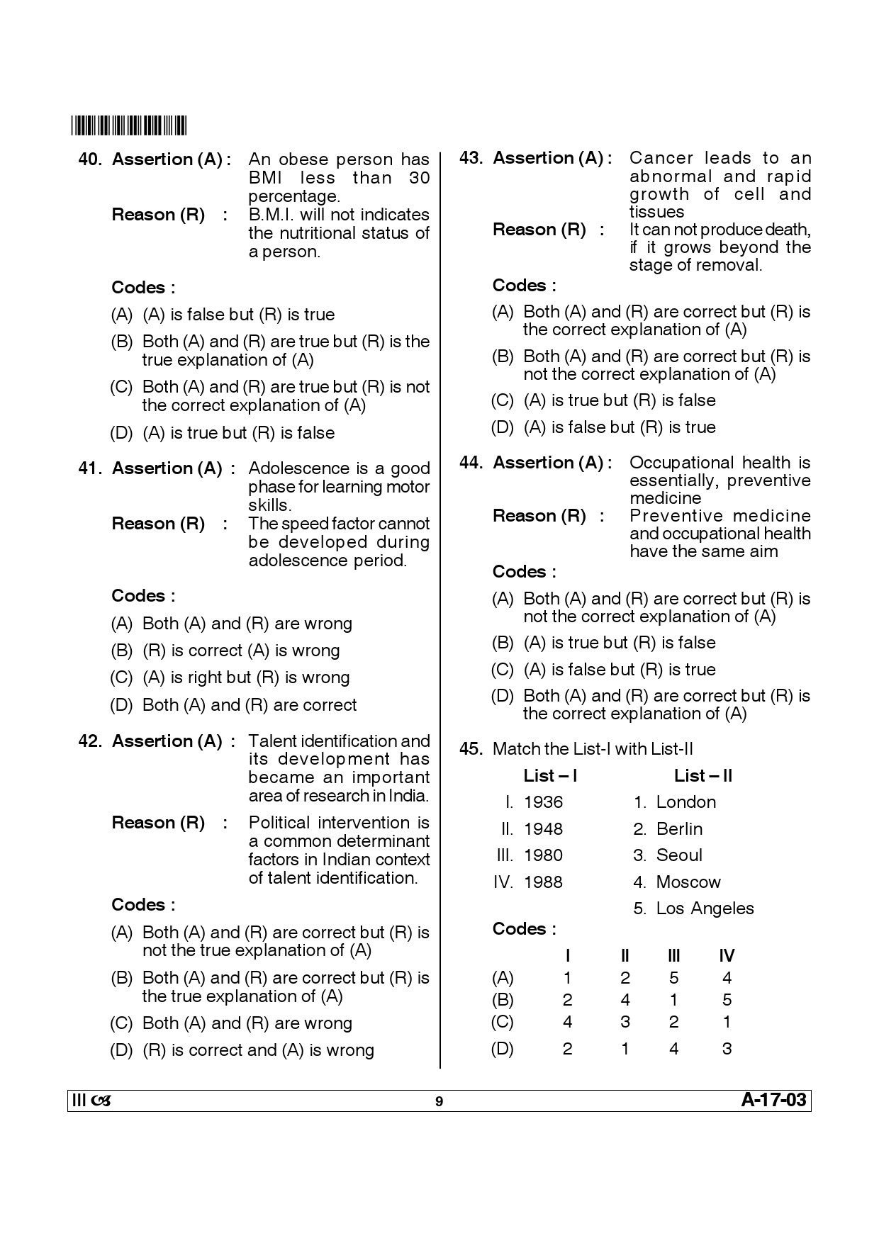 Telangana SET Physical Education 2014 Question Paper III 8