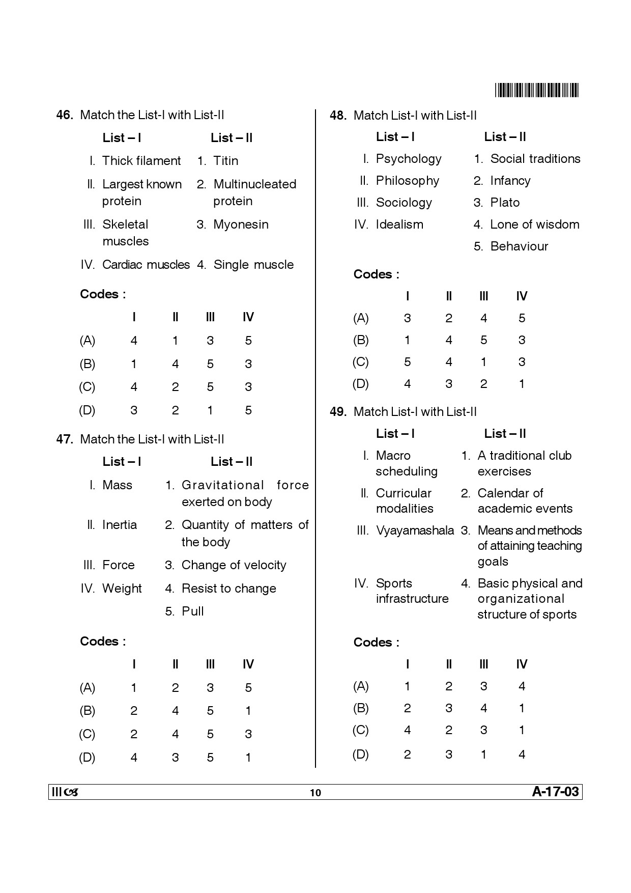 Telangana SET Physical Education 2014 Question Paper III 9