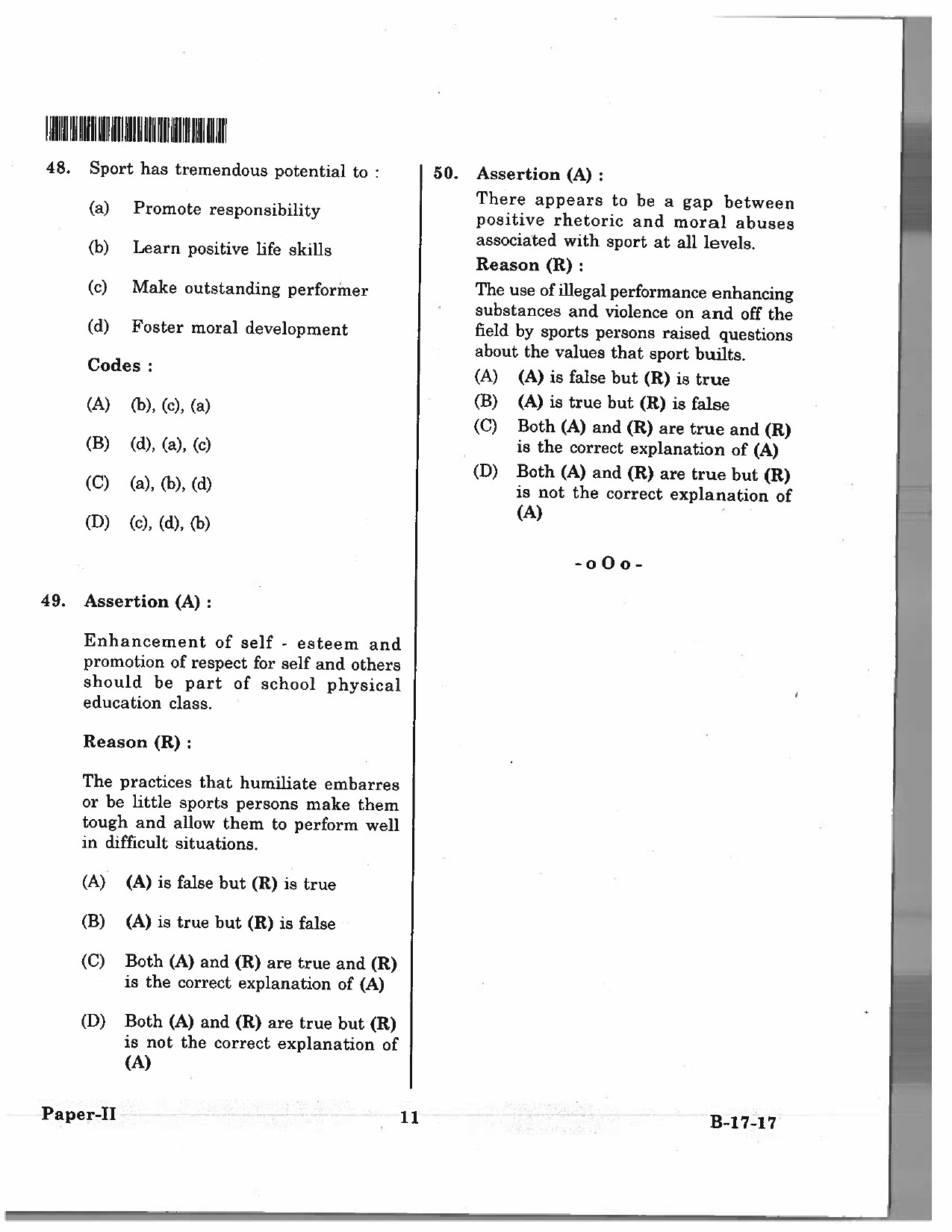 Telangana SET Physical Education 2017 Question Paper II 8