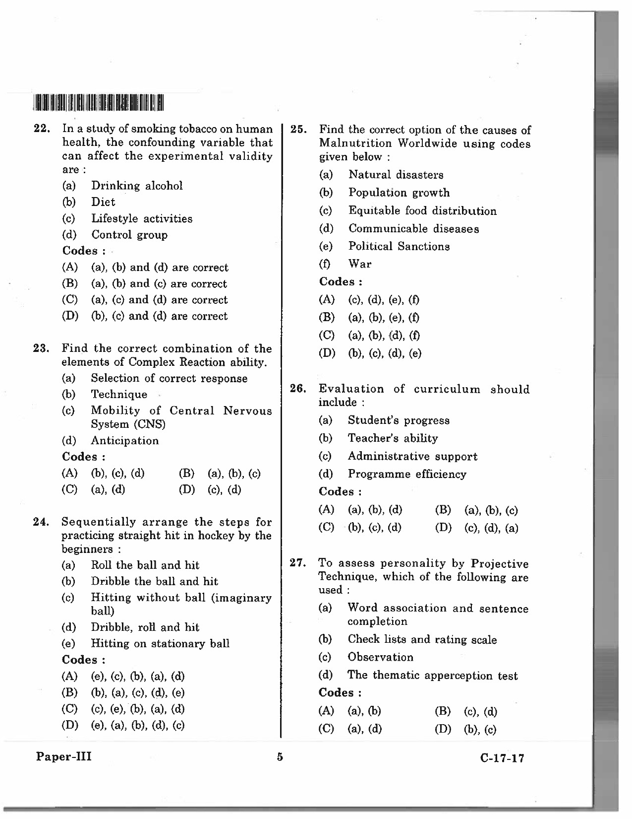 Telangana SET Physical Education 2017 Question Paper III 4