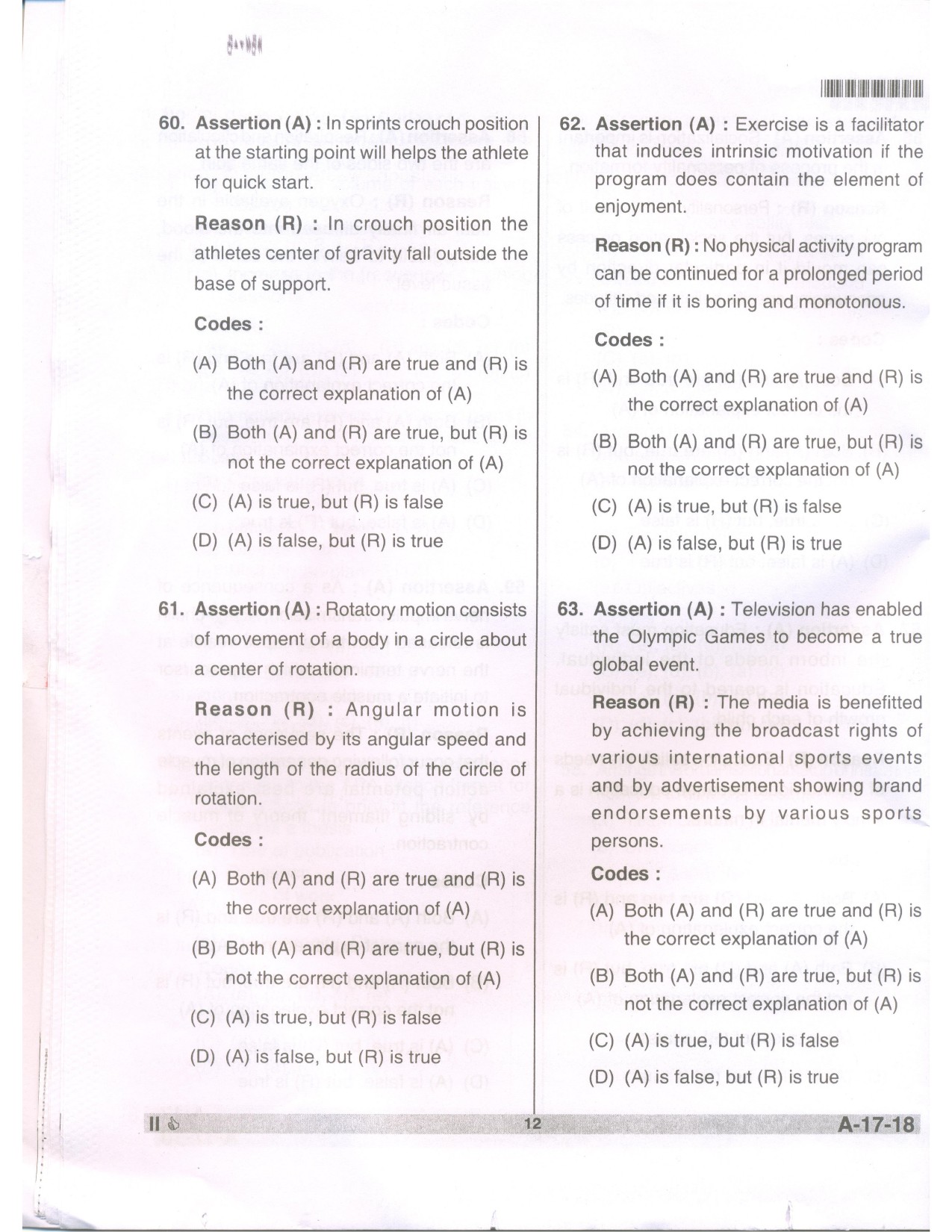 Telangana SET Physical Education 2018 Question Paper II 11