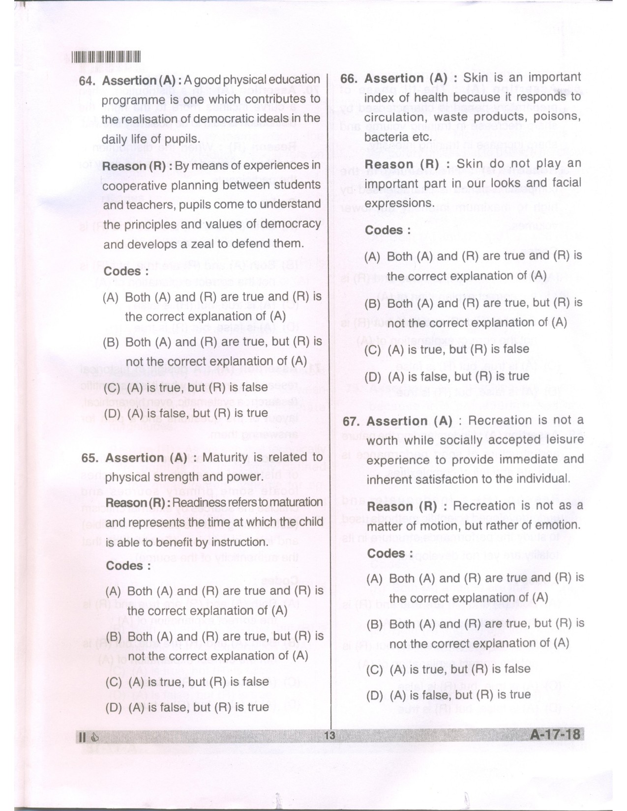 Telangana SET Physical Education 2018 Question Paper II 12