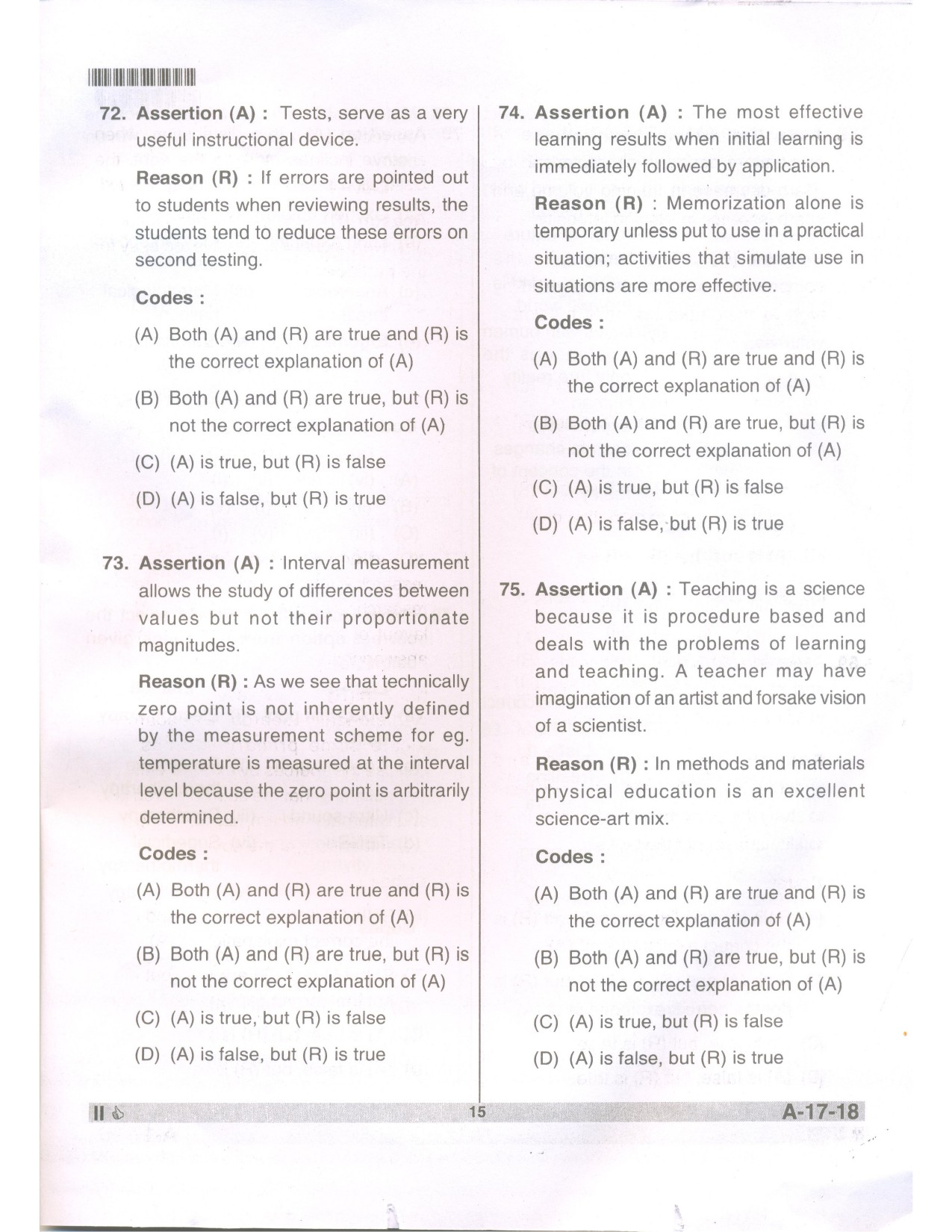 Telangana SET Physical Education 2018 Question Paper II 13