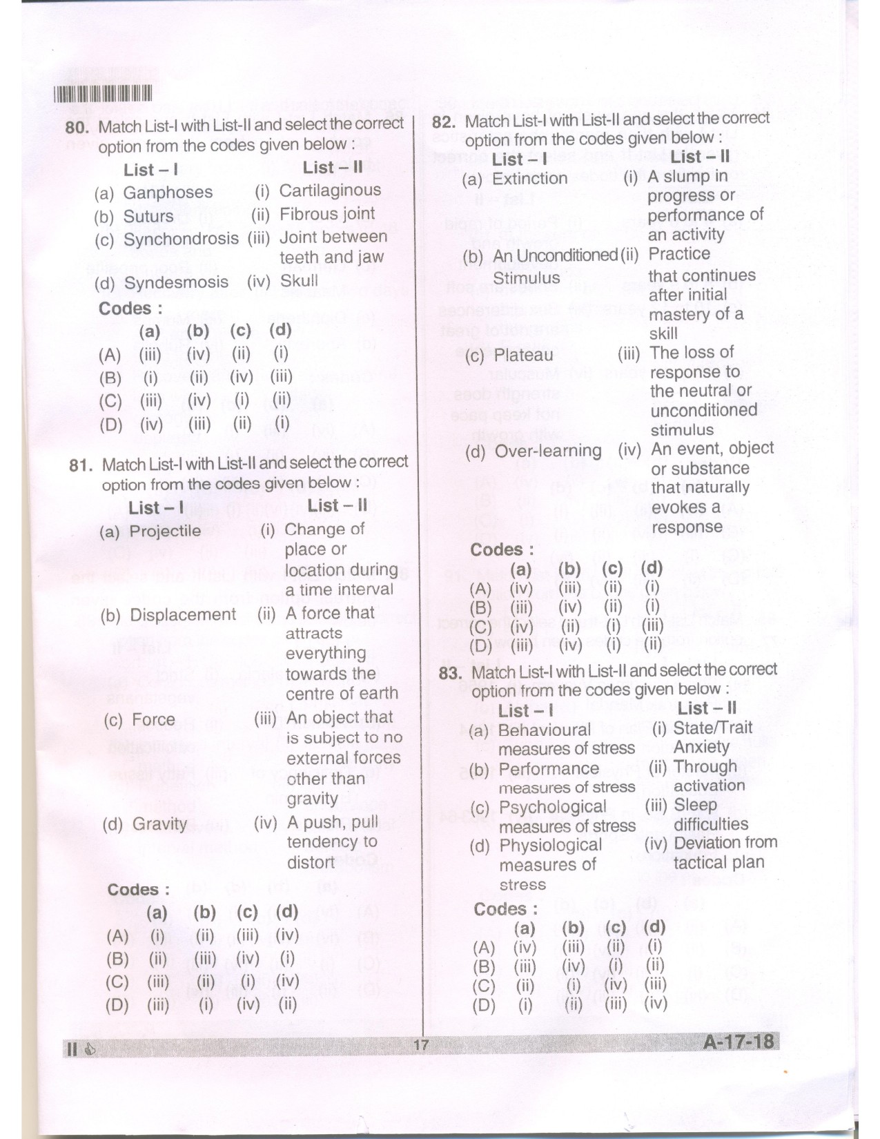 Telangana SET Physical Education 2018 Question Paper II 15