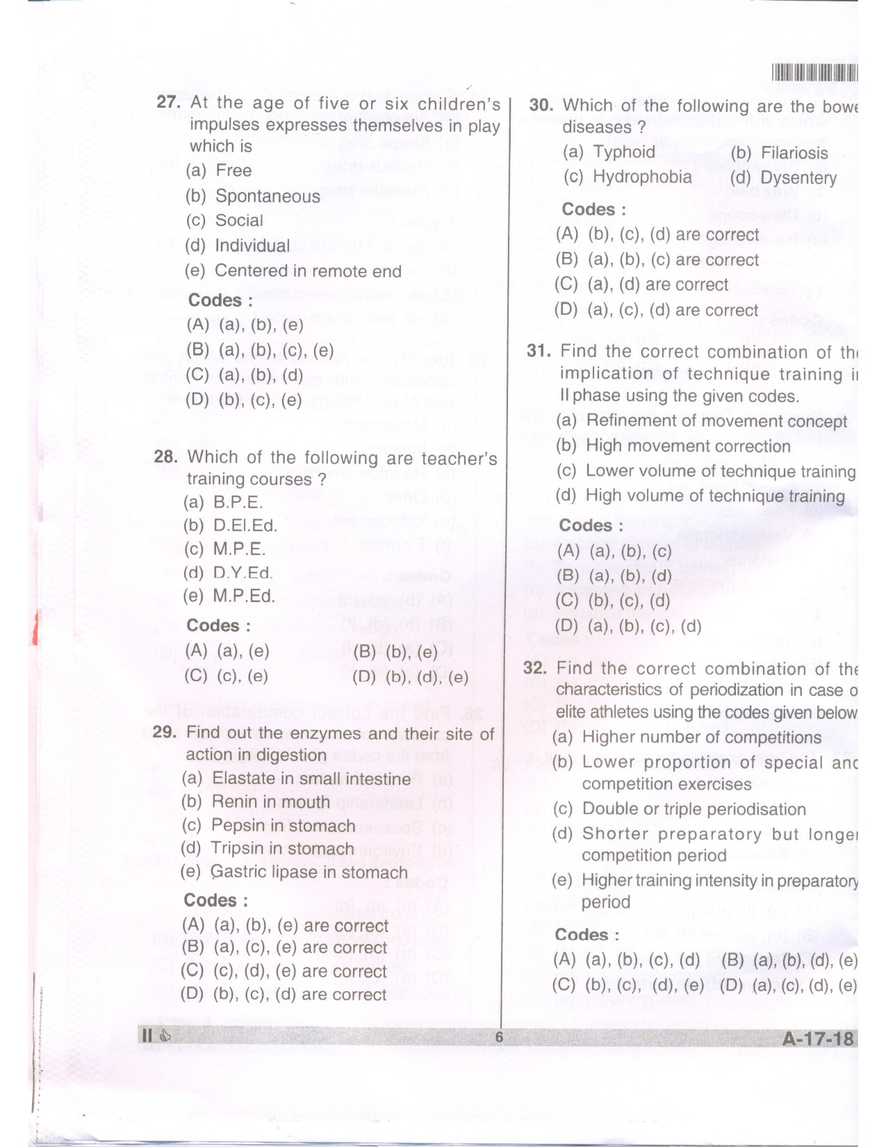 Telangana SET Physical Education 2018 Question Paper II 5