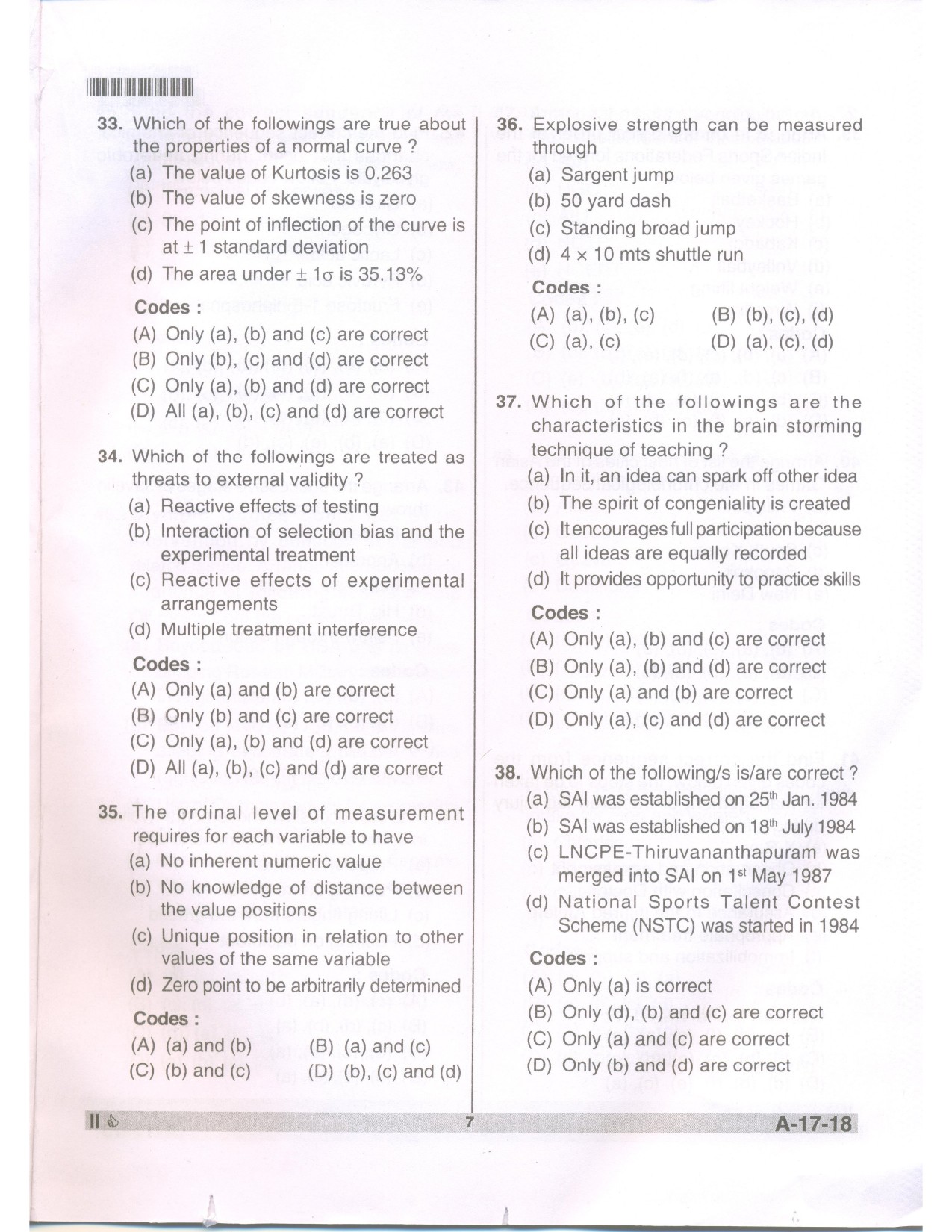 Telangana SET Physical Education 2018 Question Paper II 6