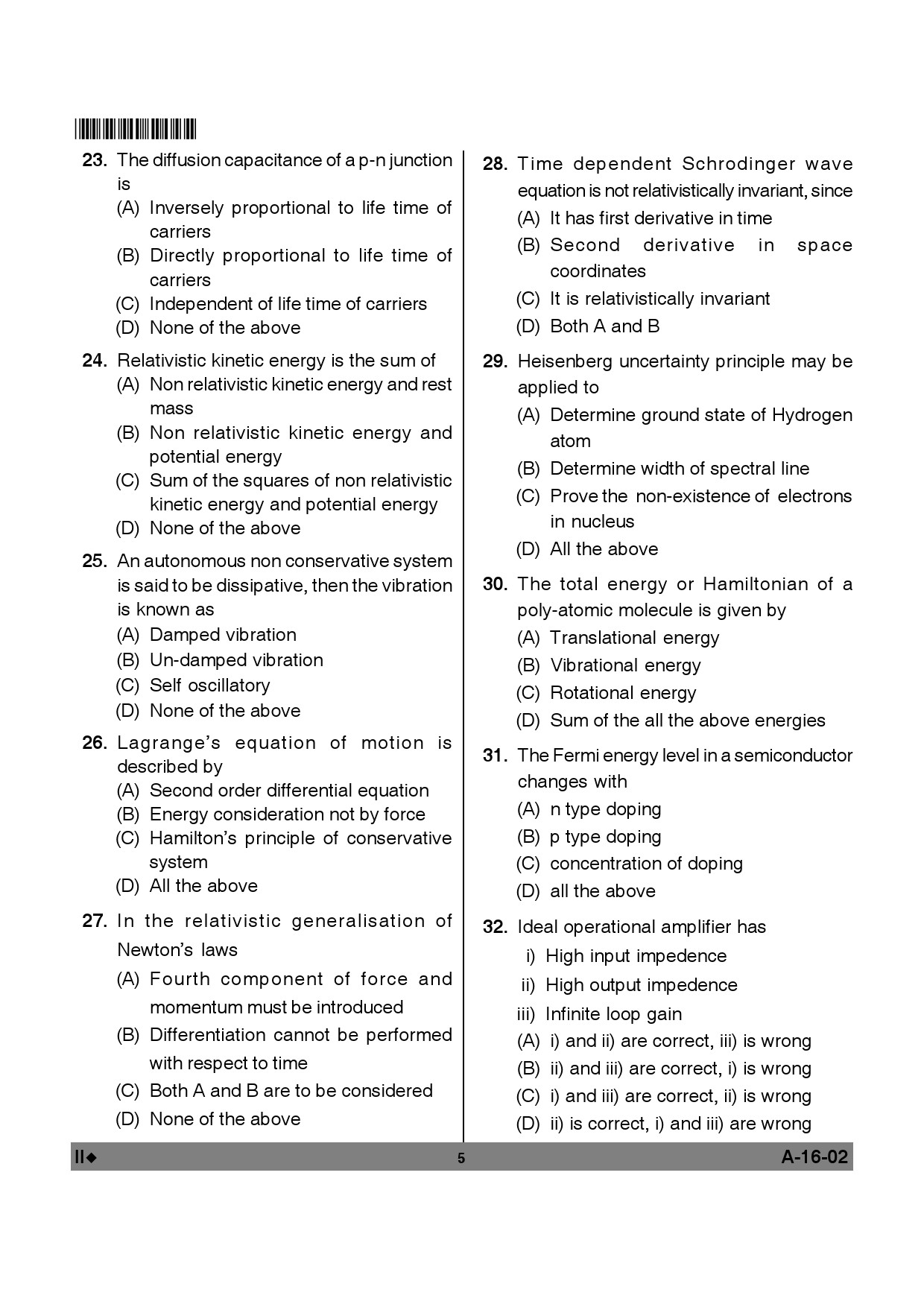 Telangana SET Physical Sciences 2012 Question Paper II 4