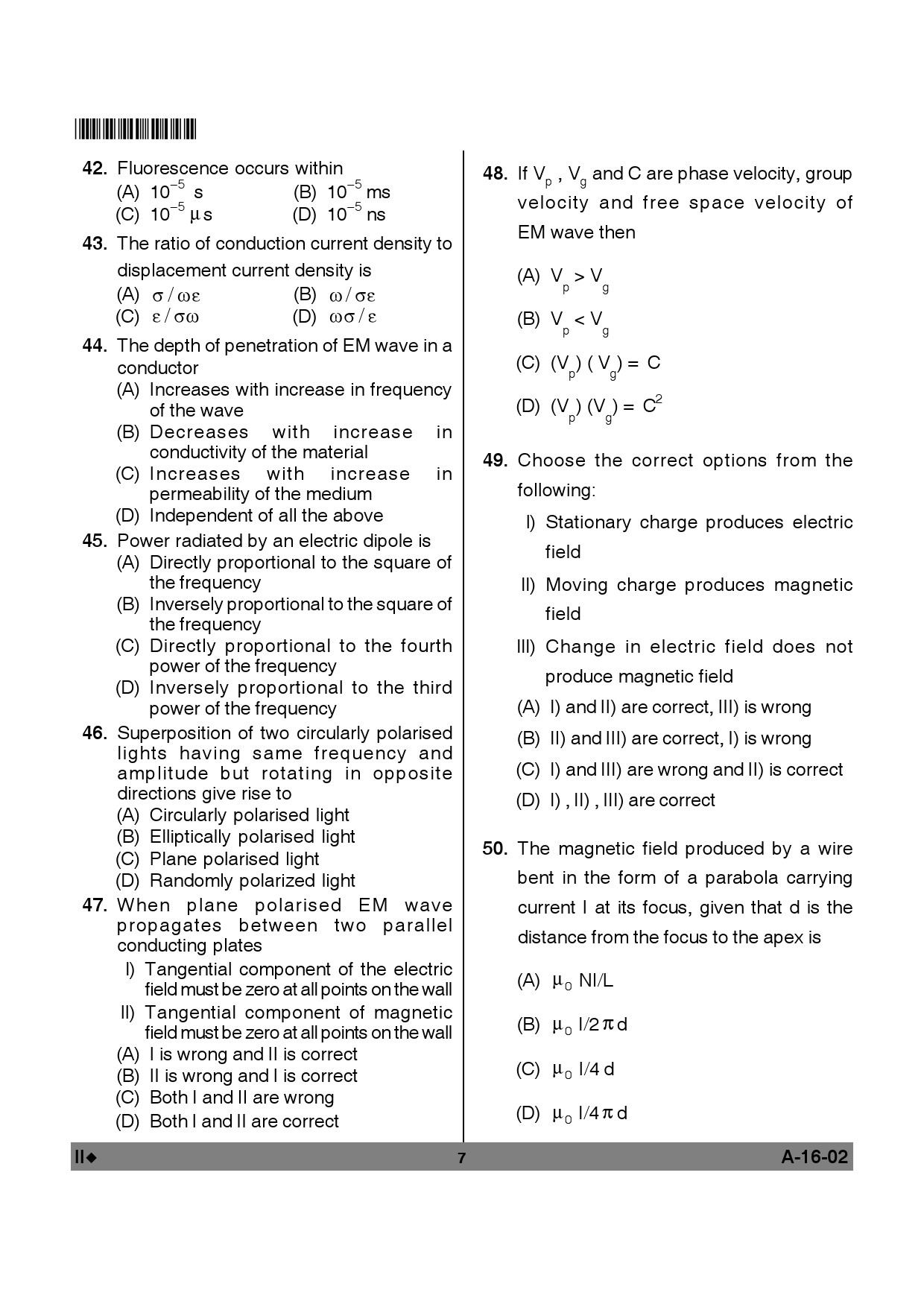 Telangana SET Physical Sciences 2012 Question Paper II 6