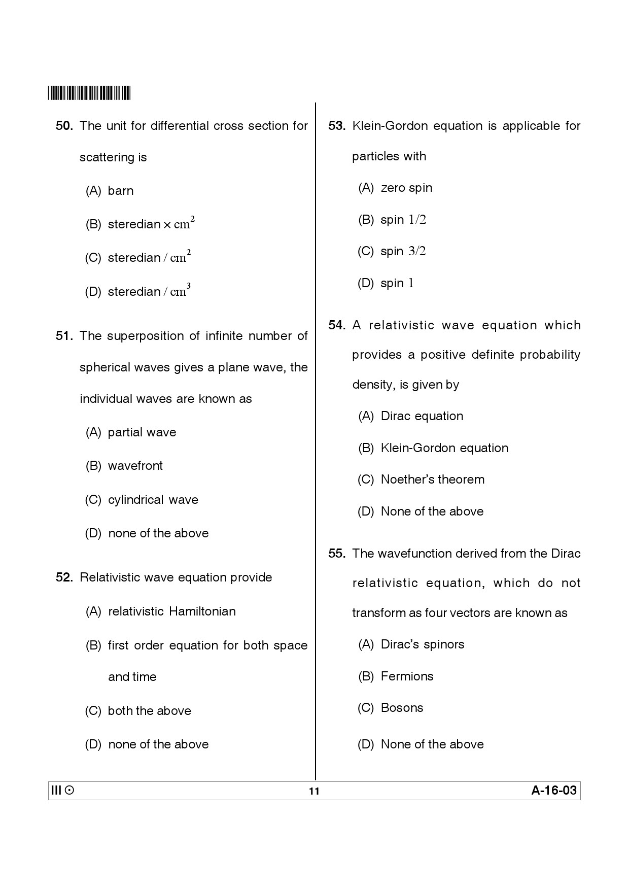 Telangana SET Physical Sciences 2012 Question Paper III 10